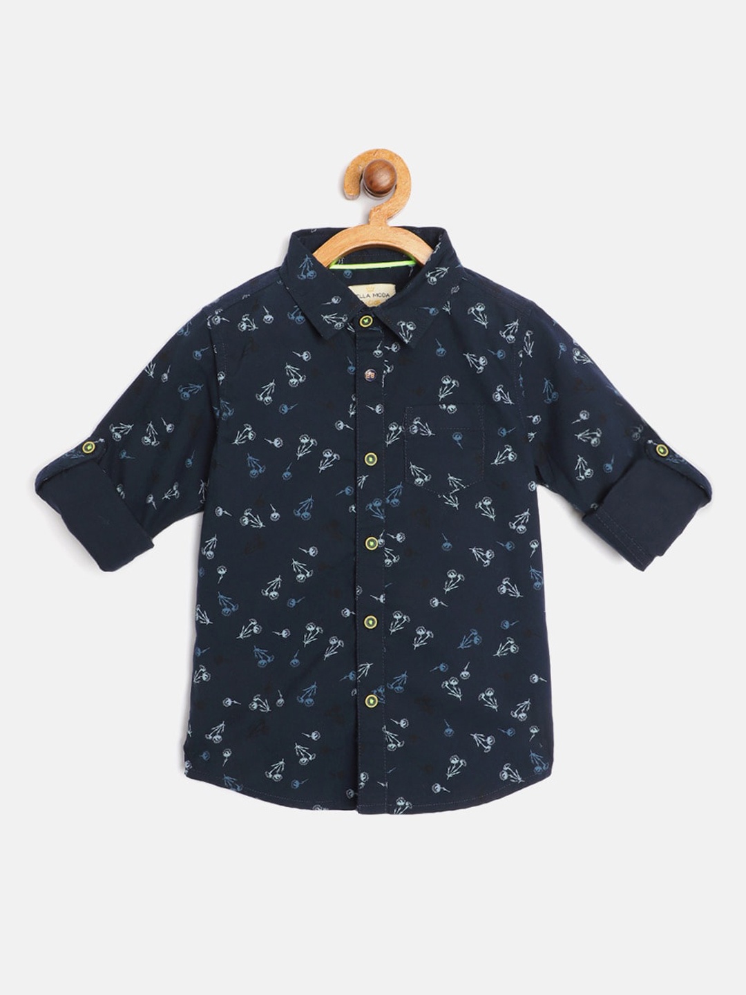 

Bella Moda Boys Blue Opaque Printed Casual Shirt