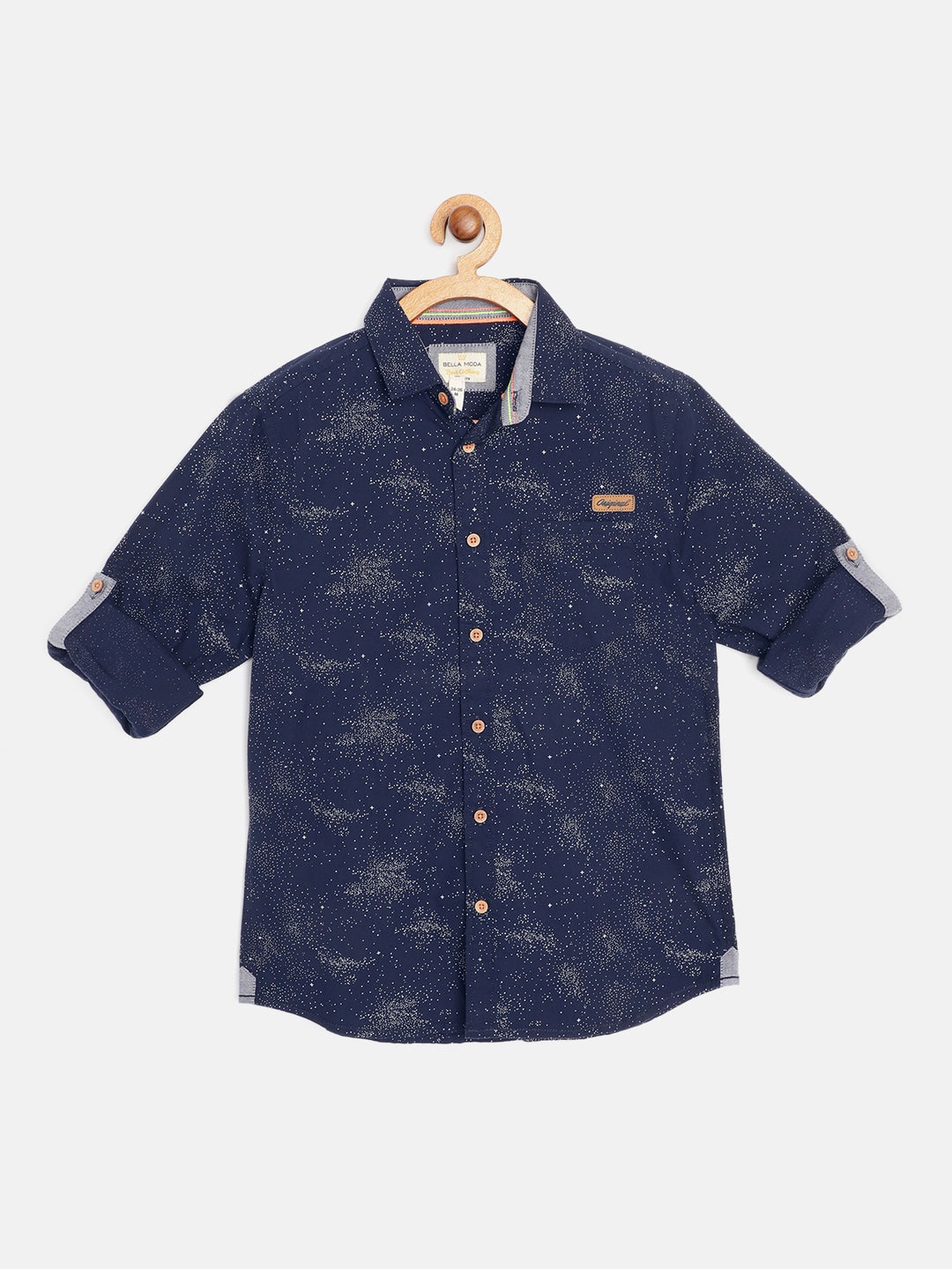 

Bella Moda Boys Navy Blue Opaque Printed Casual Shirt