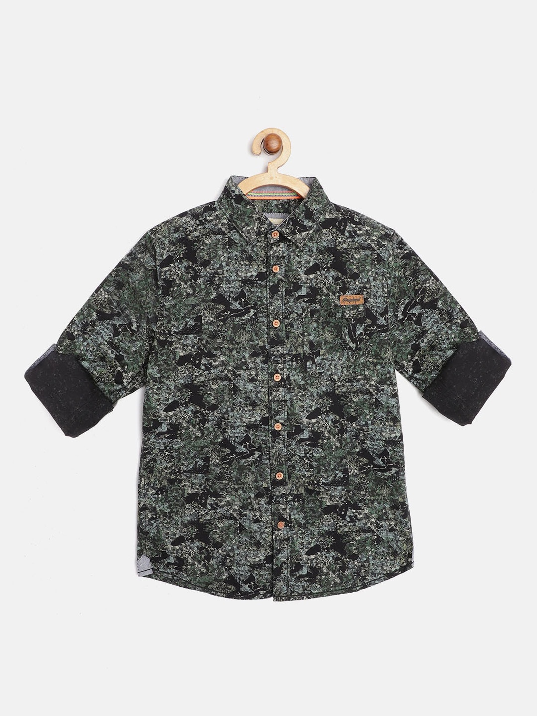 

Bella Moda Boys Black Opaque Printed Casual Shirt