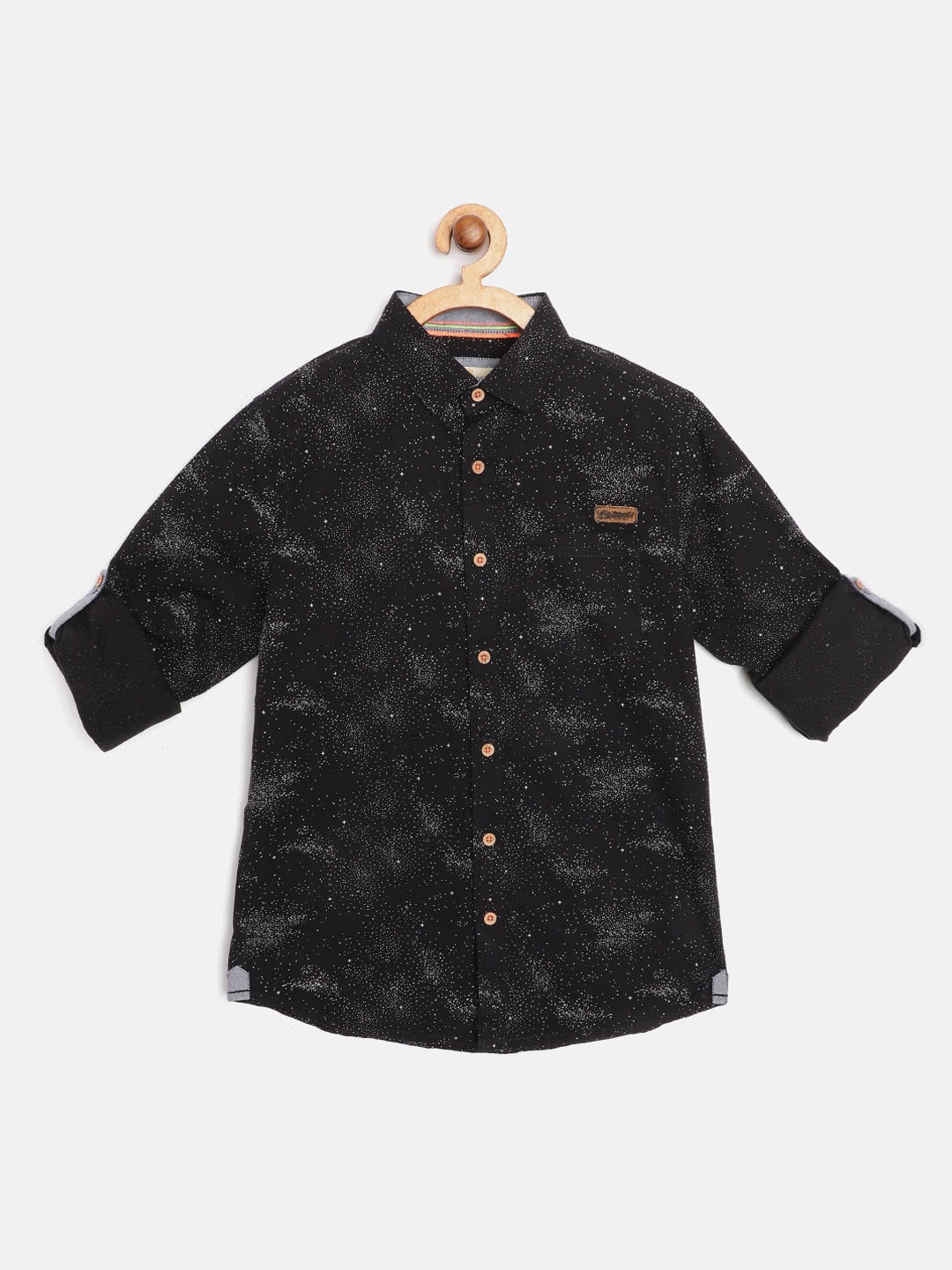 

Bella Moda Boys Black Opaque Printed Casual Shirt