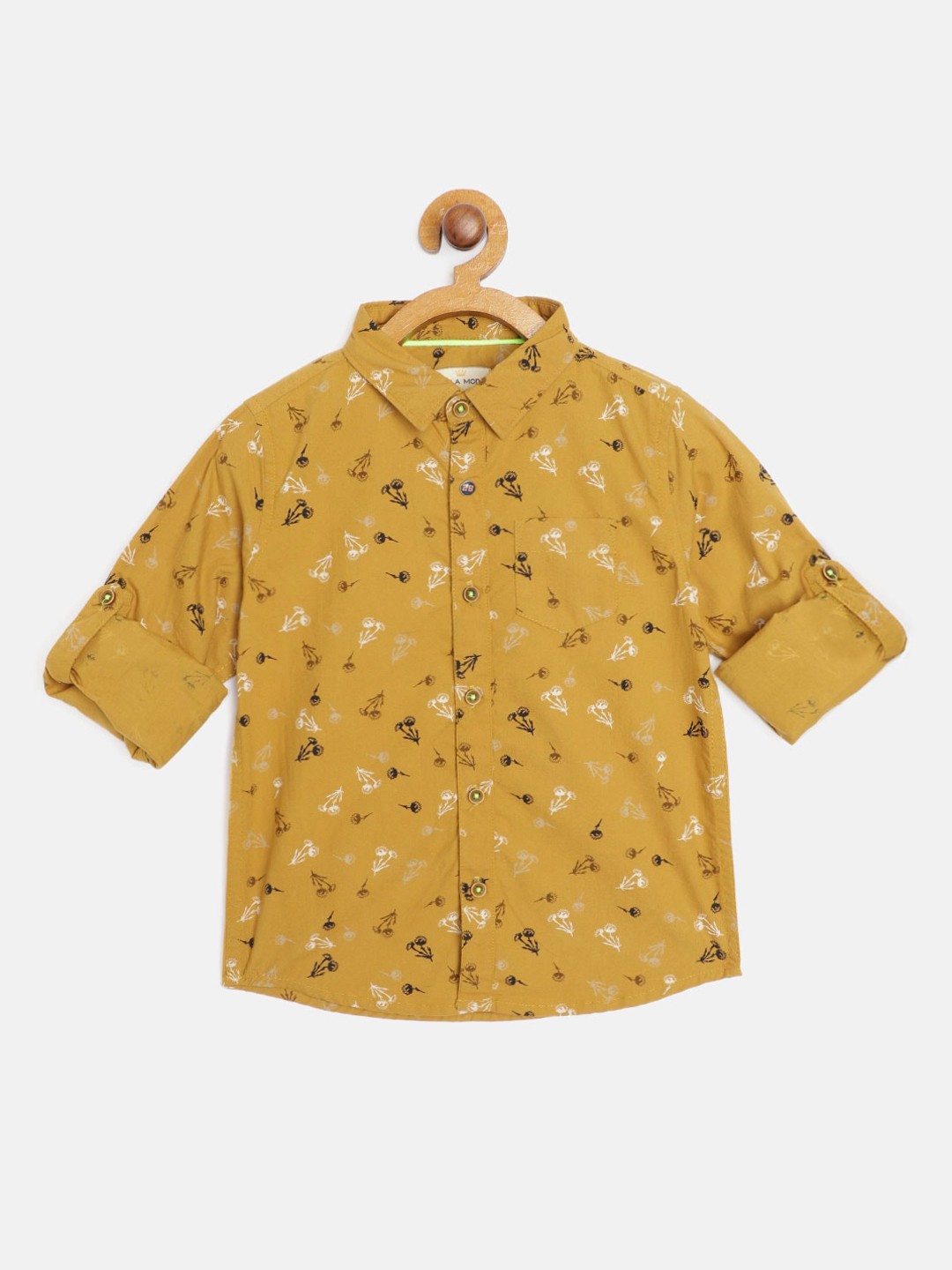 

Bella Moda Boys Mustard Yellow & Black Floral Printed Casual Shirt