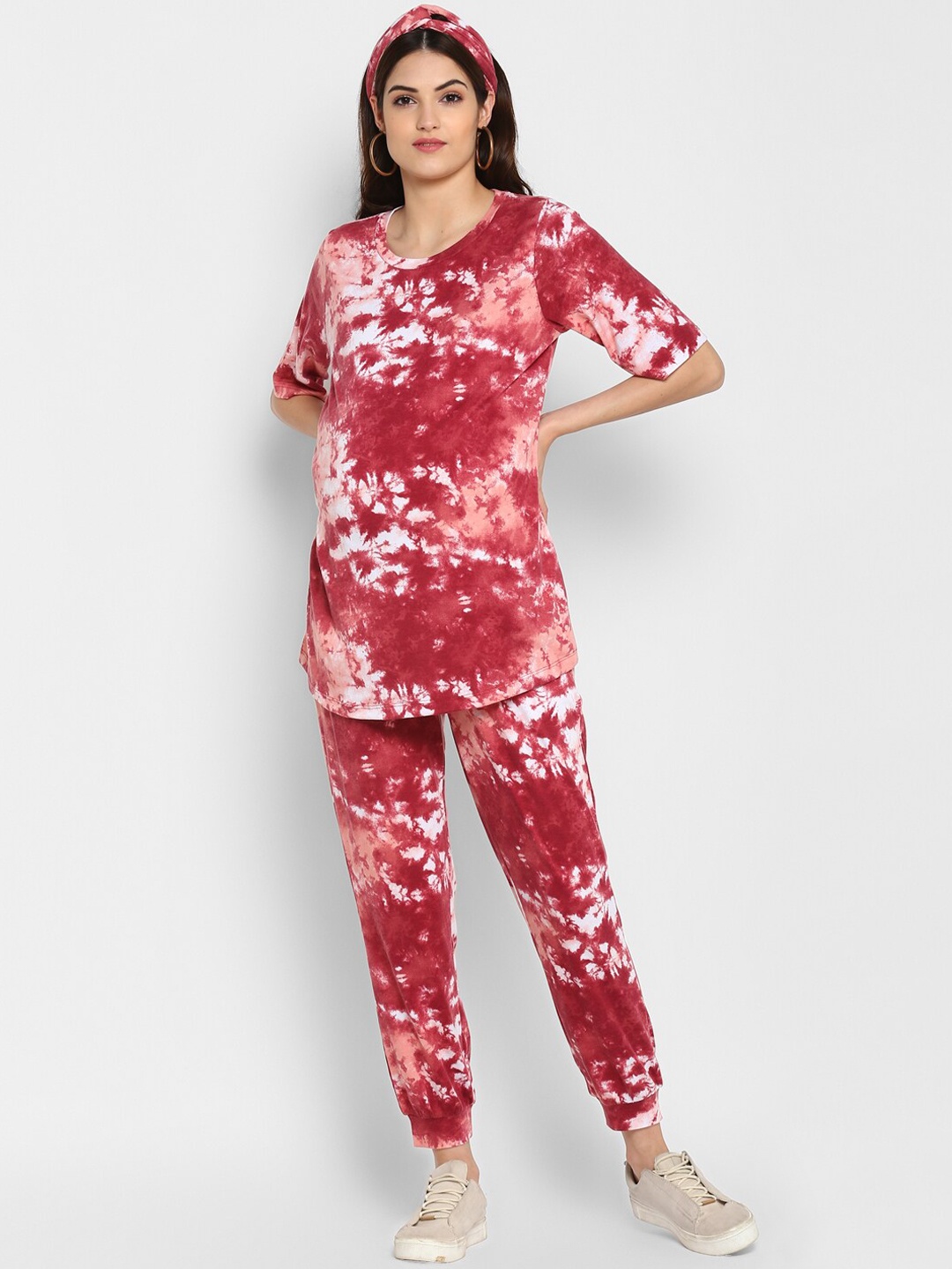 

Momsoon Maternity Women Maroon & White Printed Night Suit