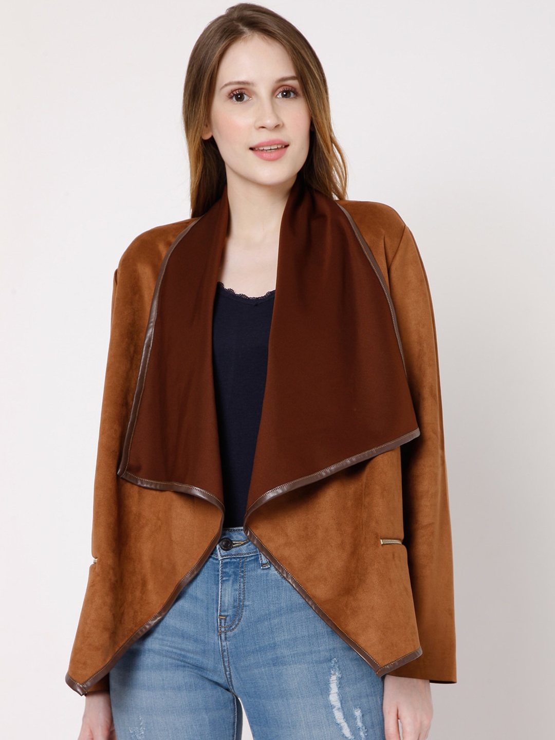 

Vero Moda Women Brown Longline Open Front Jacket