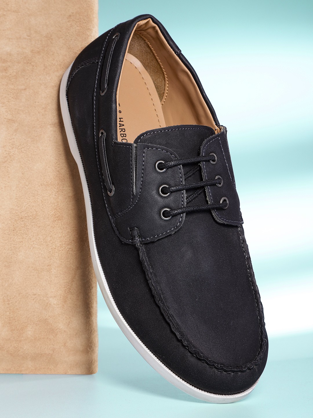 

Mast & Harbour Men Black Solid Boat Shoes