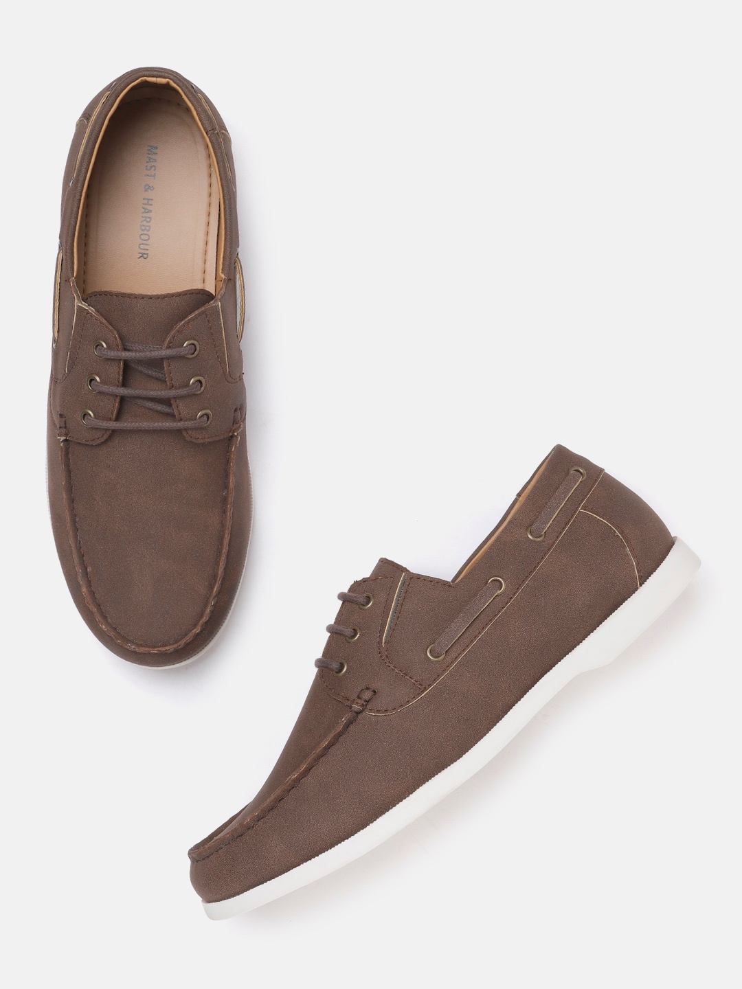

Mast & Harbour Men Coffee Brown Solid Boat Shoes