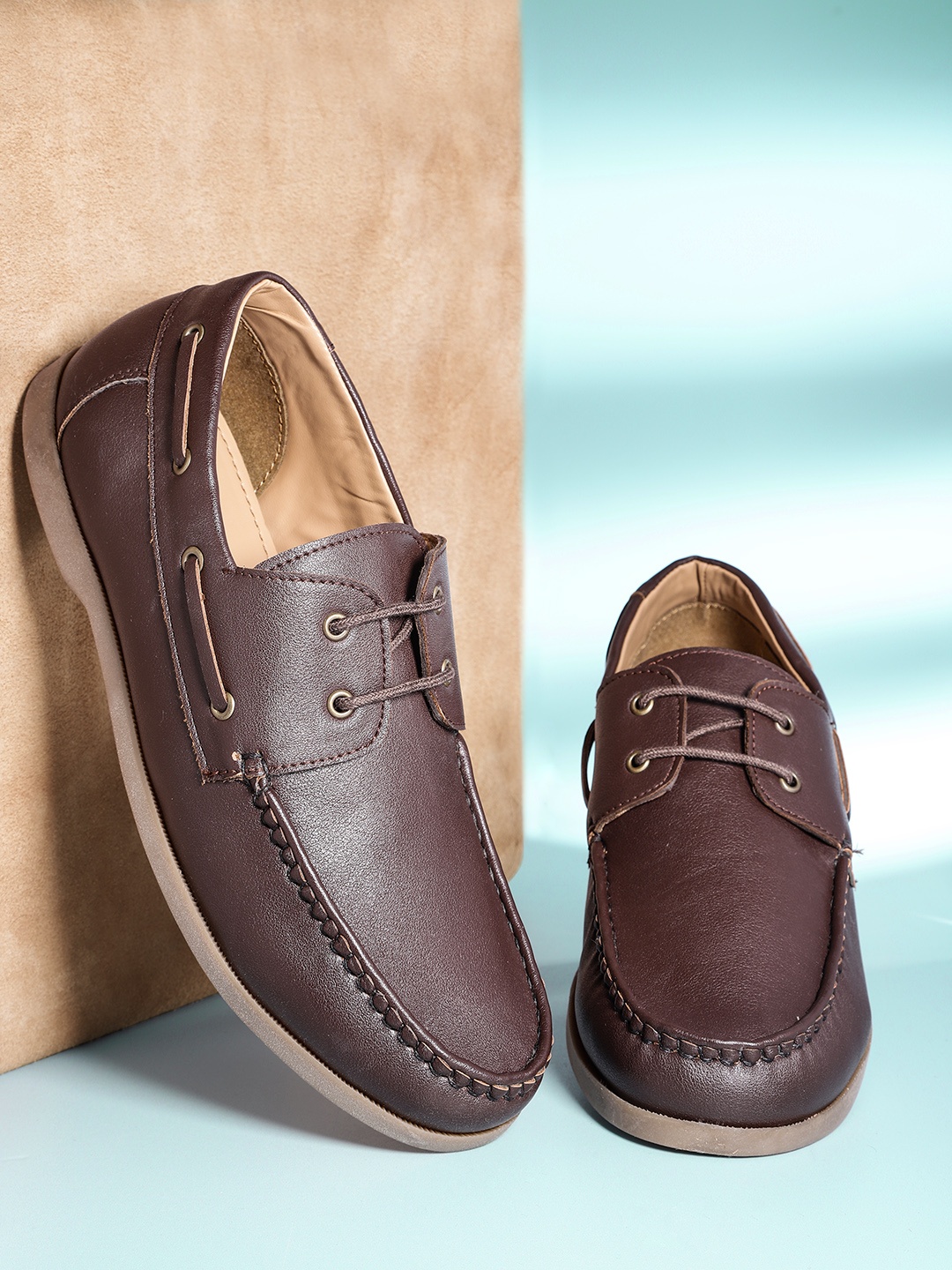 

Mast & Harbour Men Brown Solid Boat Shoes