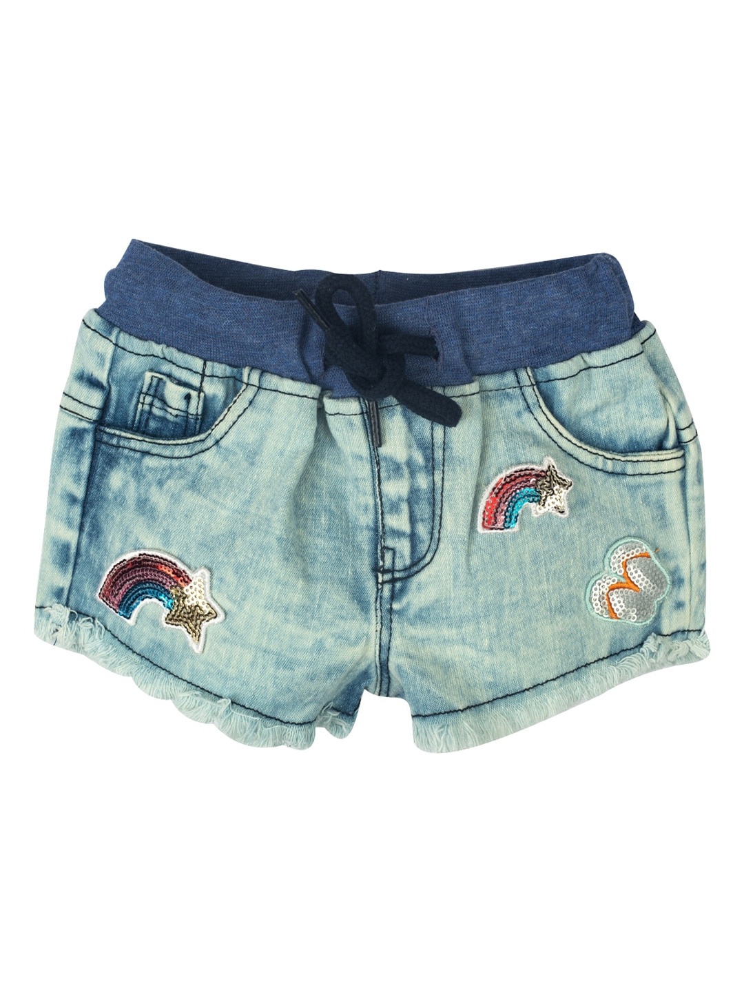 

MeeMee Girls Blue Washed Denim Shorts