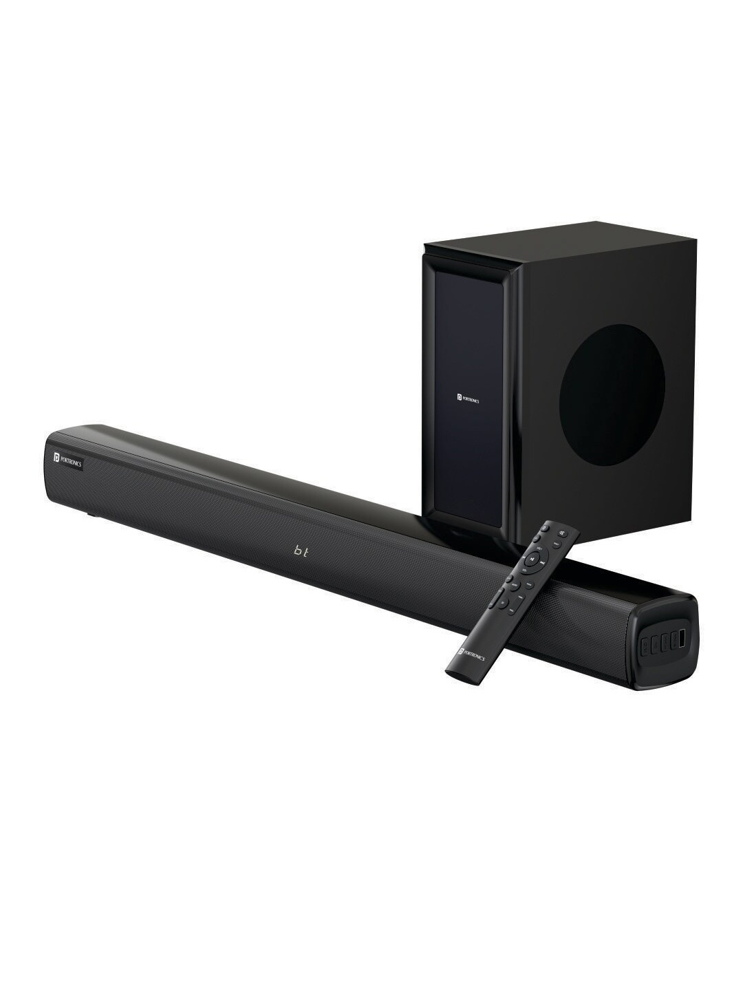 

Portronics Black Solid Pure Sound 102 Bluetooth Soundbar With Wireless Woofer