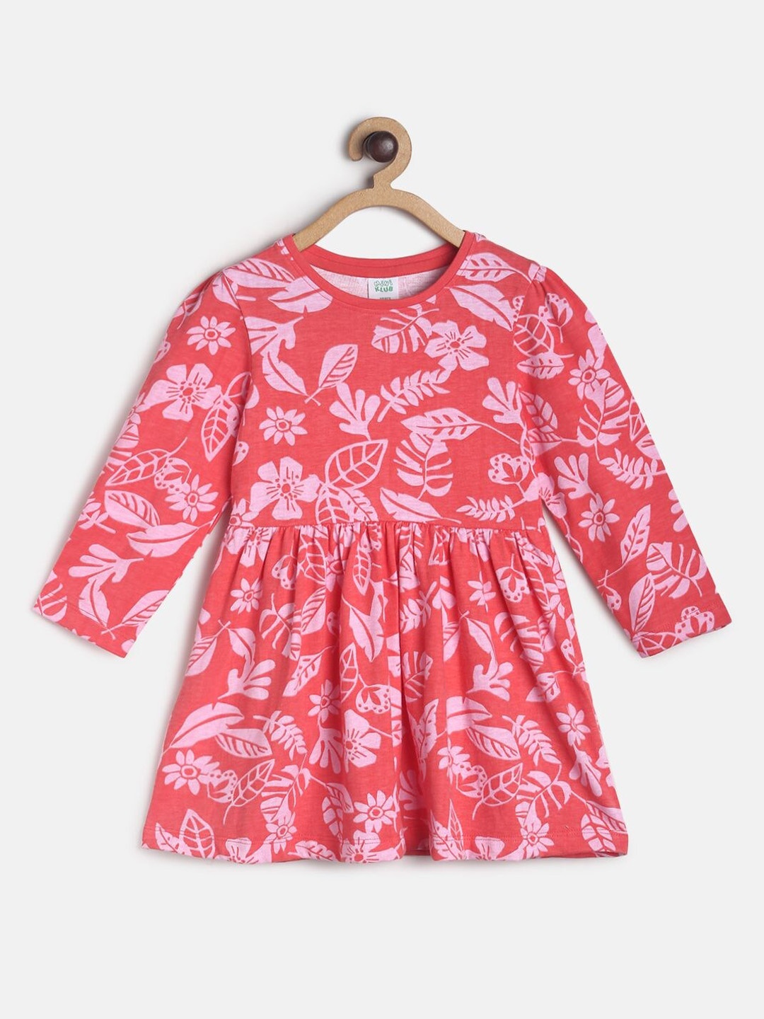 

MINI KLUB Infant Girls Pink Floral Printed Cotton Flared Dress