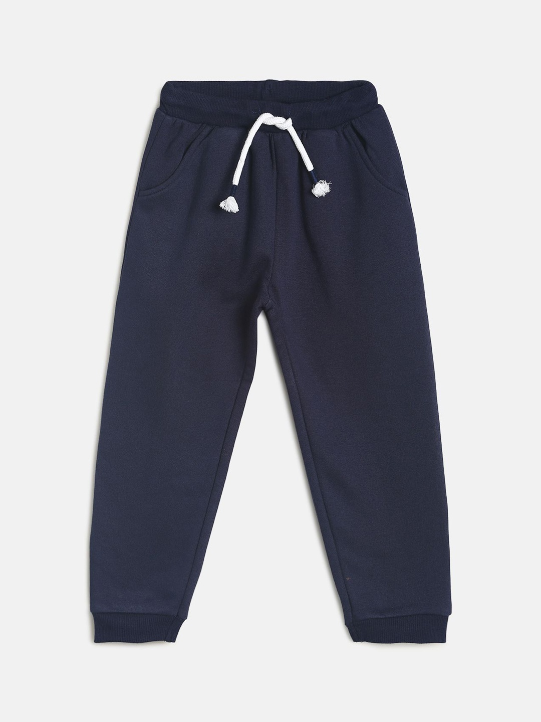 

MINI KLUB Boys Navy Blue Solid Pure Cotton Joggers