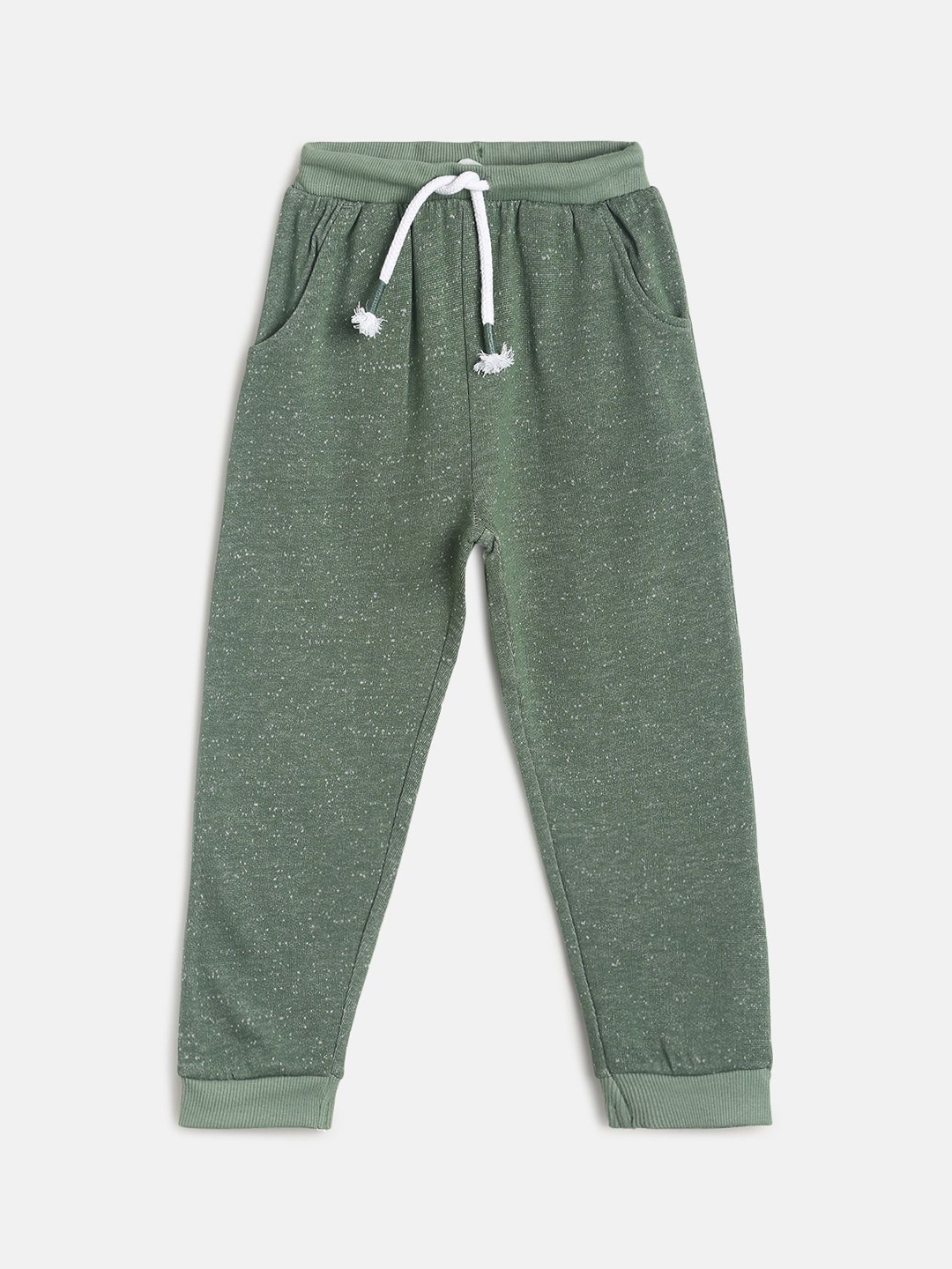 

MINI KLUB Infant Boys Olive Green Solid Pure Cotton Joggers