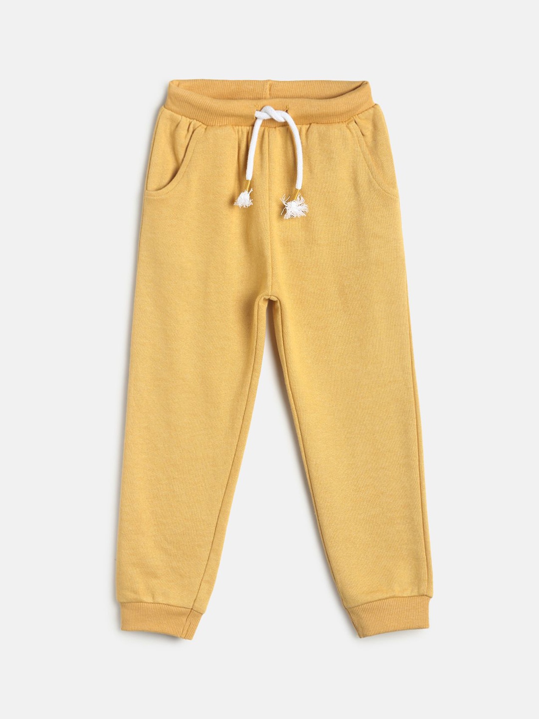 

MINI KLUB Boys Yellow Solid Cotton Joggers