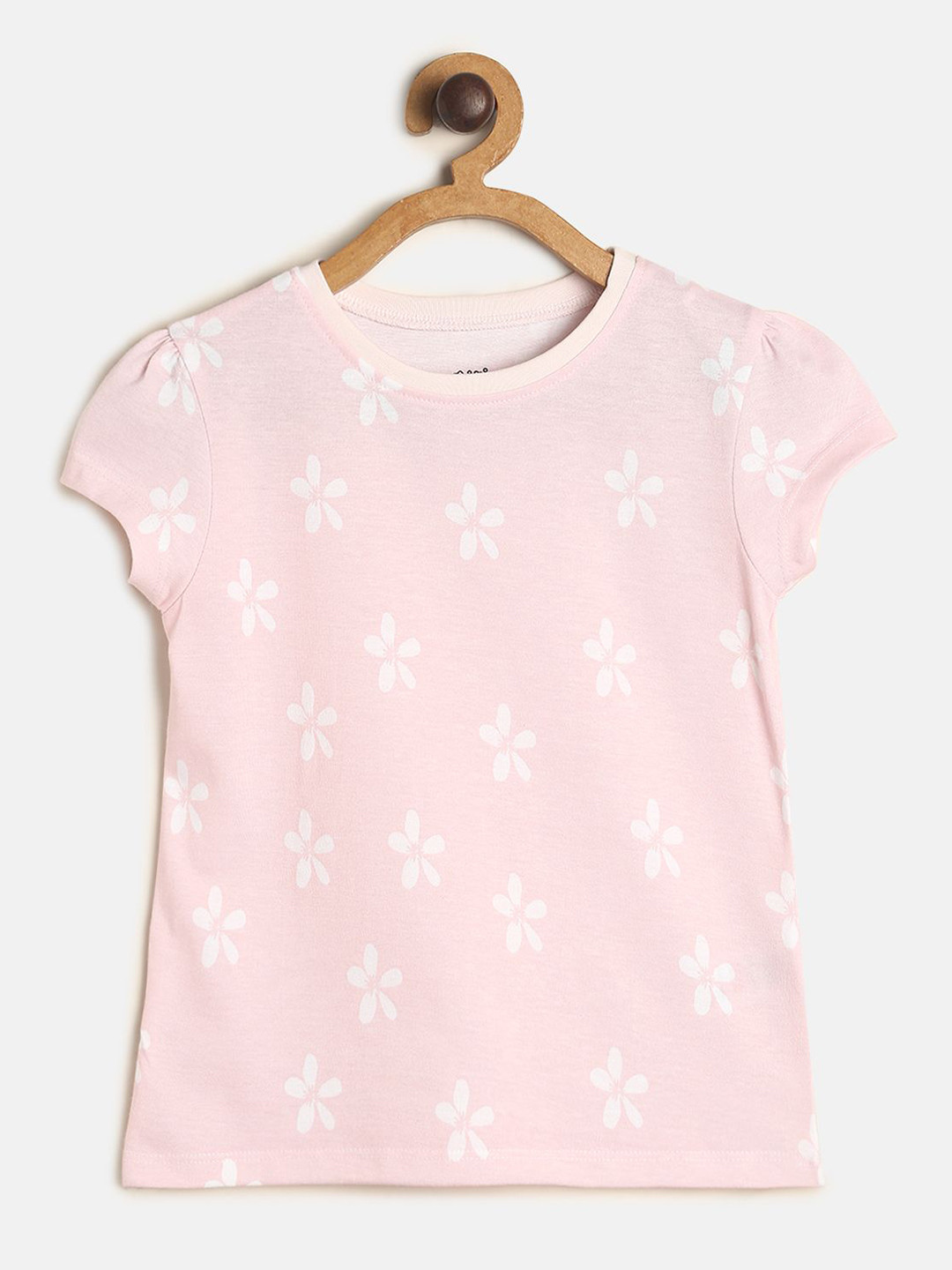 

MINI KLUB Girls Pink & White Floral Printed Regular Top