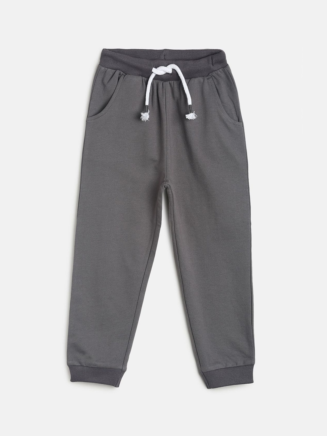 

MINI KLUB Boys Grey Solid Pure Cotton Joggers