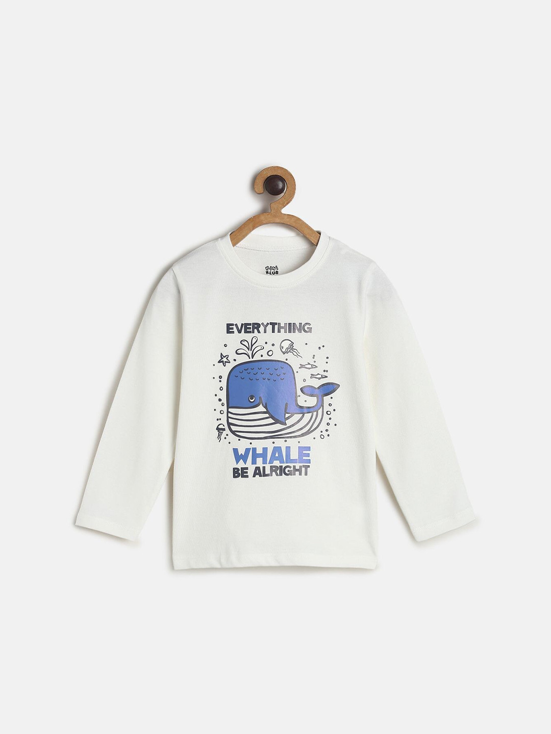 

MINI KLUB Infant Boys White Typography Printed Cotton T-shirt