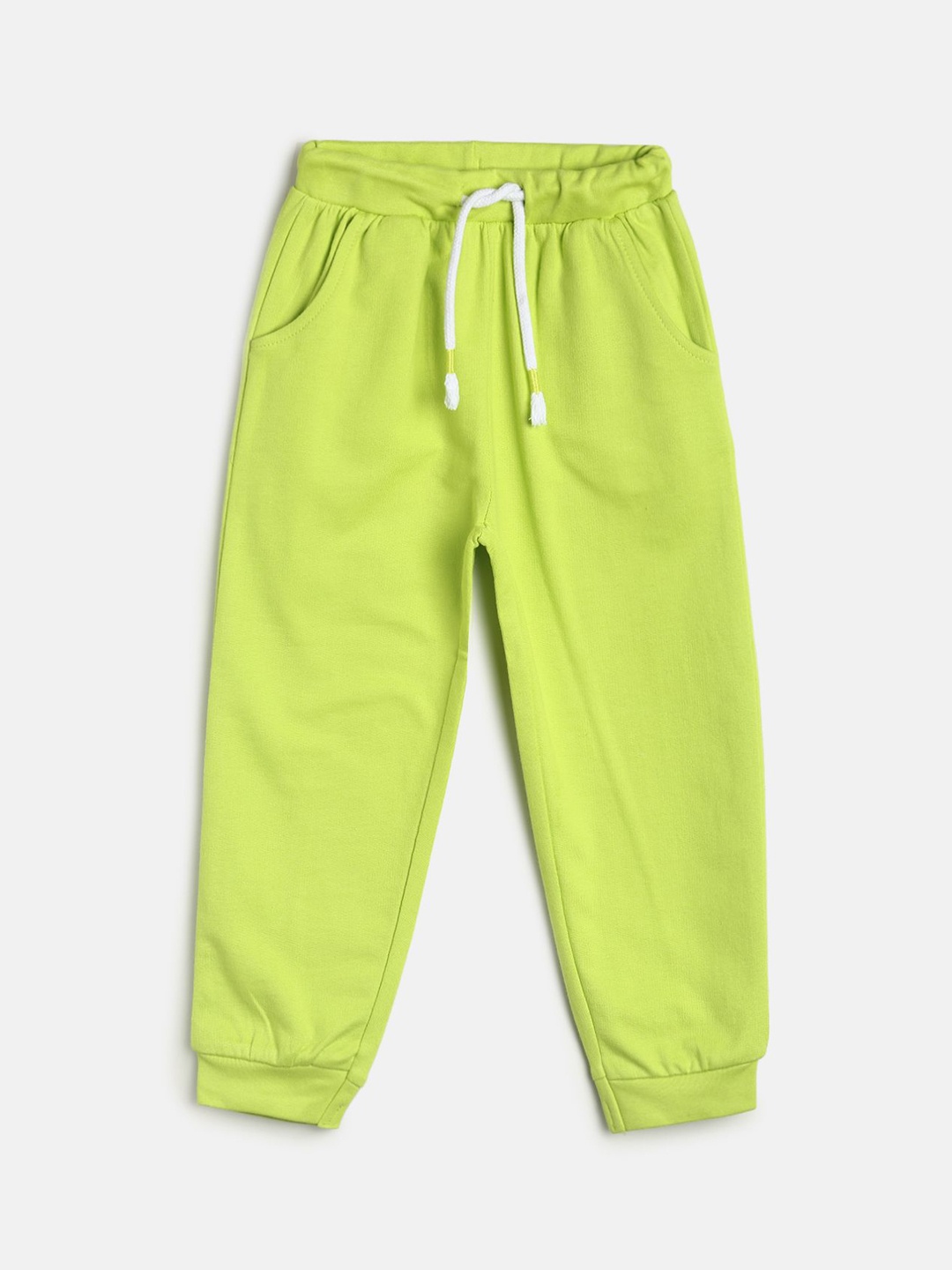 

MINI KLUB Infant Boys Fluorescent Green Solid Pure Cotton Joggers