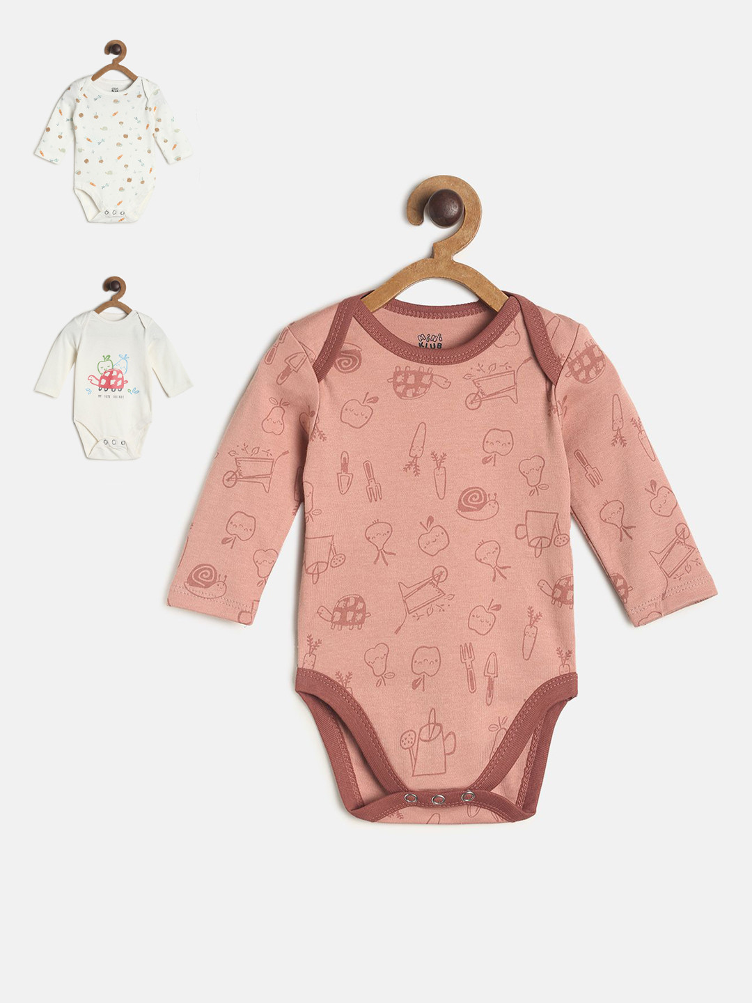 

MINI KLUB Set Of 3 Boys Pink & White Cotton Roampers