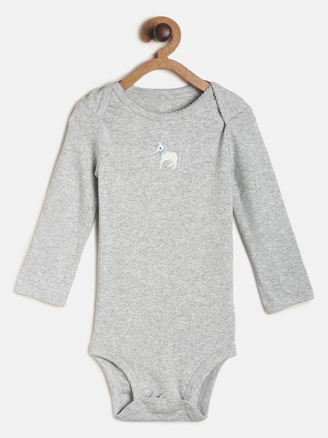 

MINI KLUB Girls Grey & Navy Blue Pure Cotton Bodysuit with Trousers
