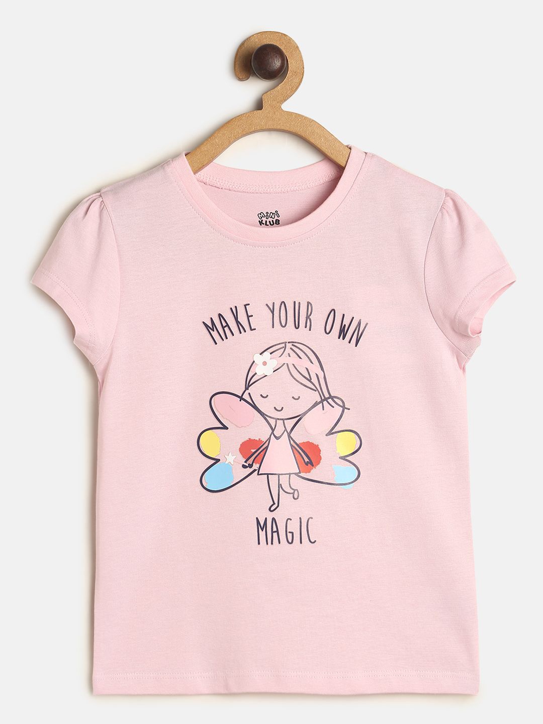 

MINI KLUB Infant Girls Pink Typography Printed Cotton Regular Knitted Top