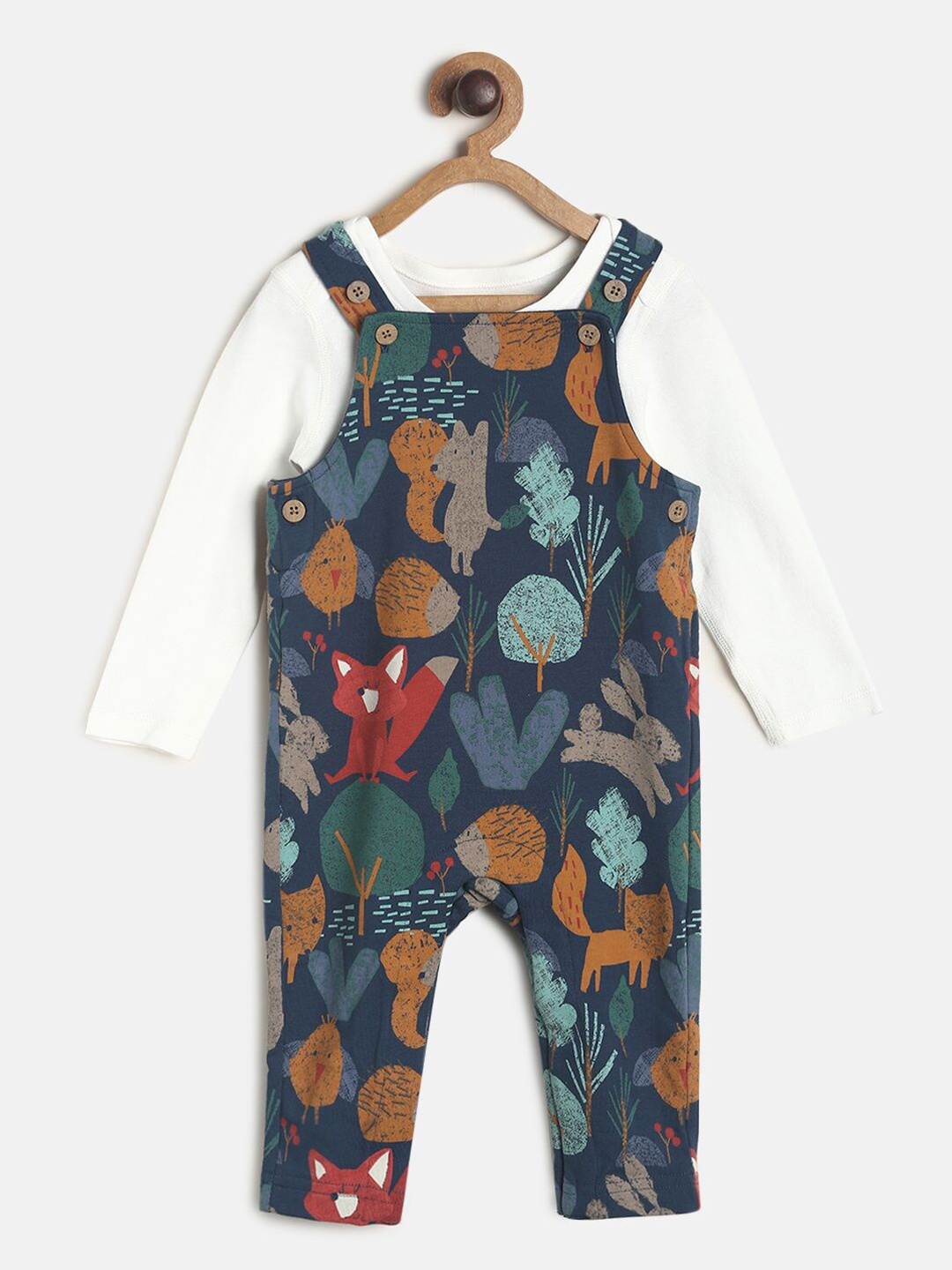 

MINI KLUB Boys Navy Blue & White Bodysuit with Dungaree