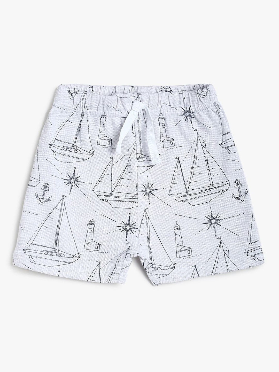 

MINI KLUB Boys White Printed Pure Cotton Regular Shorts, Multi