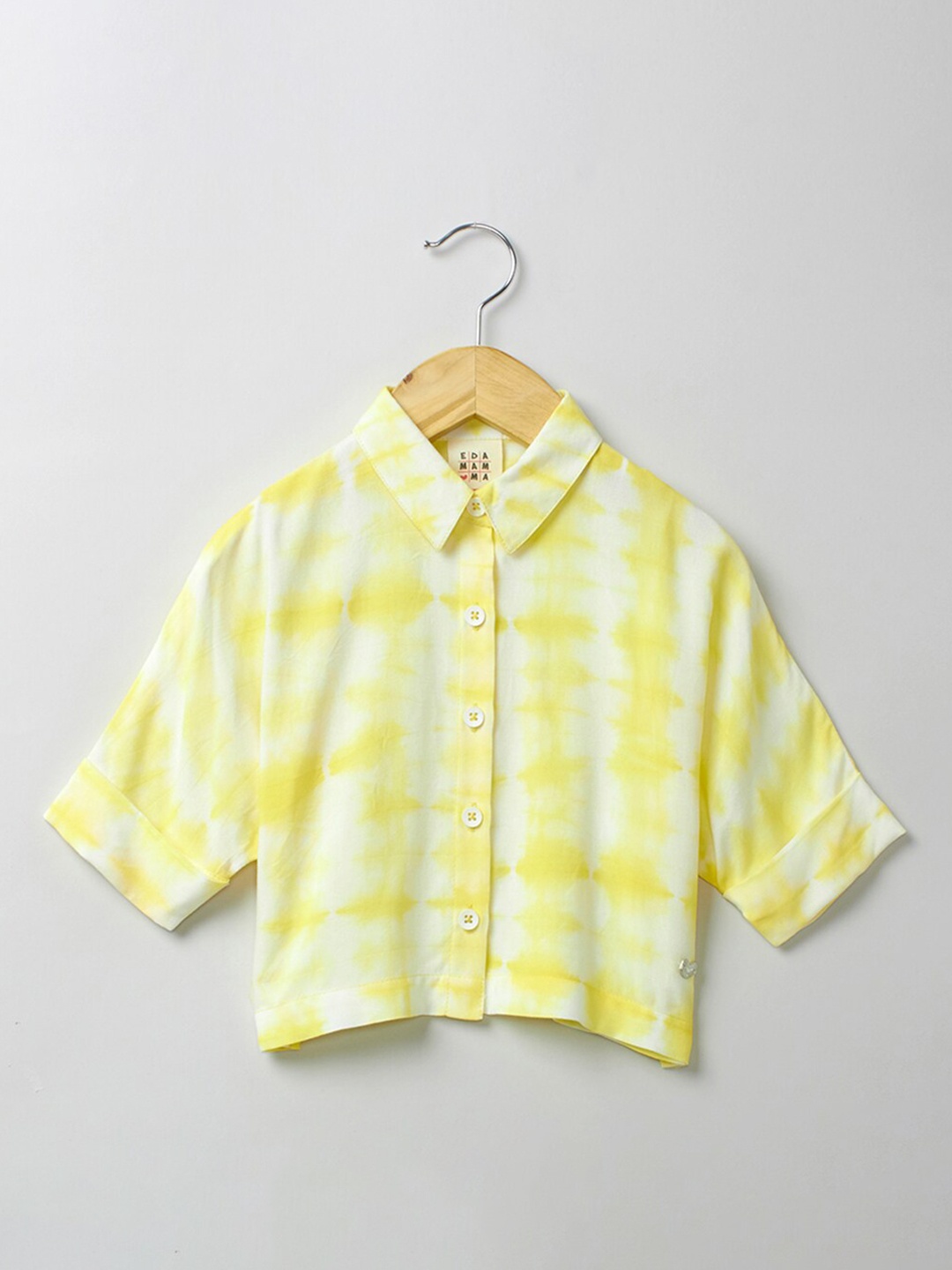

Ed-a-Mamma Girls Yellow & White Dyed Casual Shirt