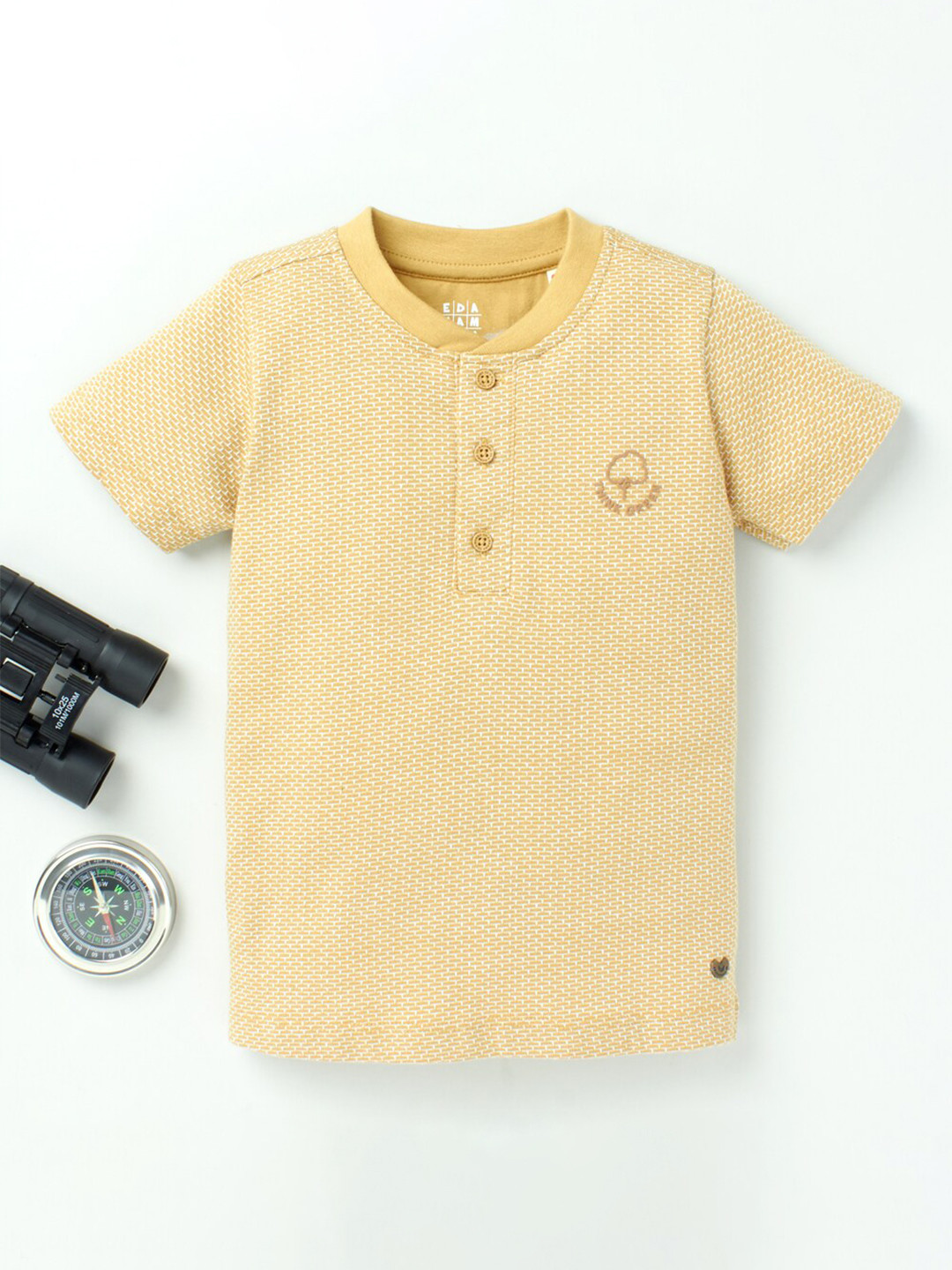 

Ed-a-Mamma Boys Mustard Yellow Henley Neck T-shirt