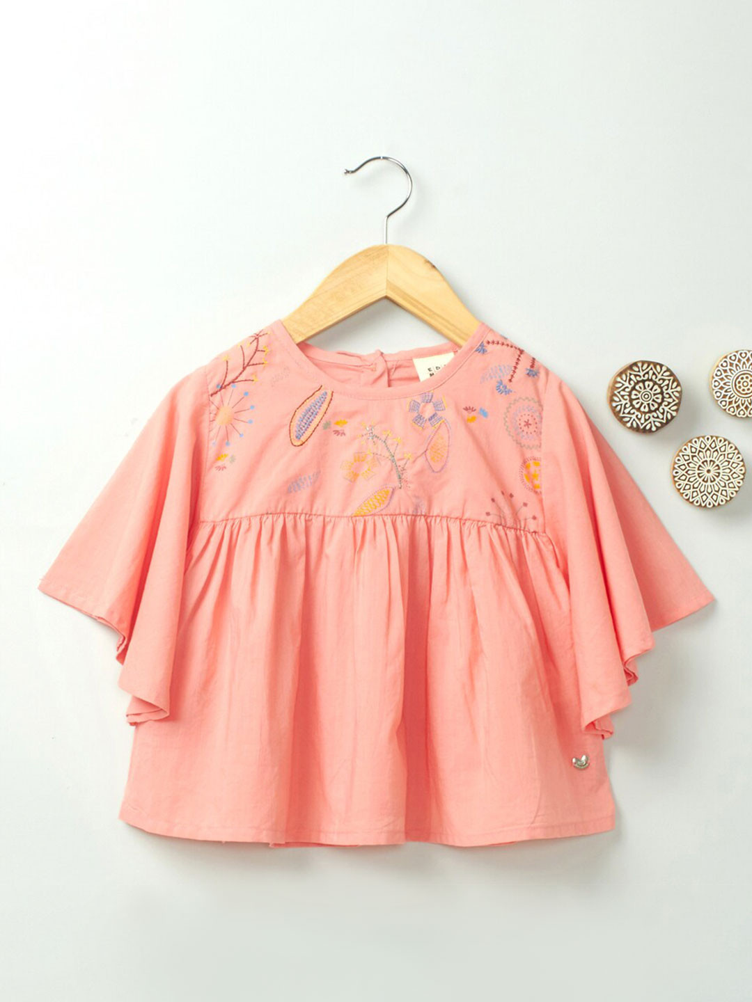 

Ed-a-Mamma Pink Floral Flared Kaftan Top