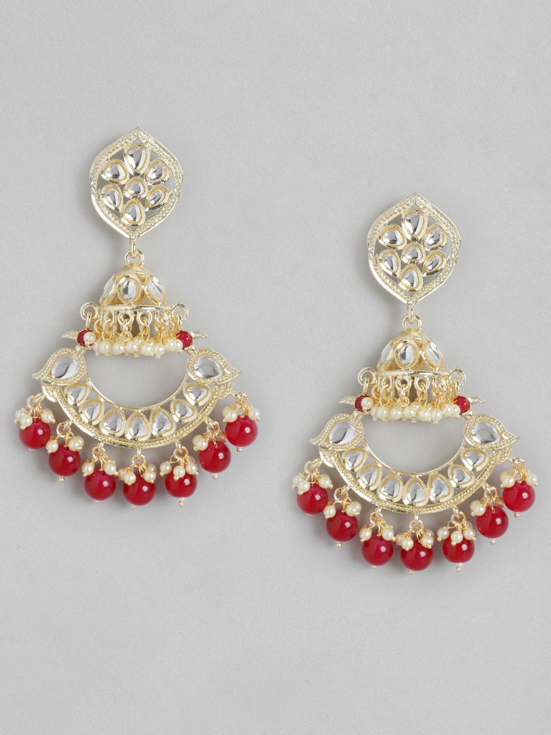

Melani Borsa Red & Gold-Toned Contemporary Chandbalis Earrings