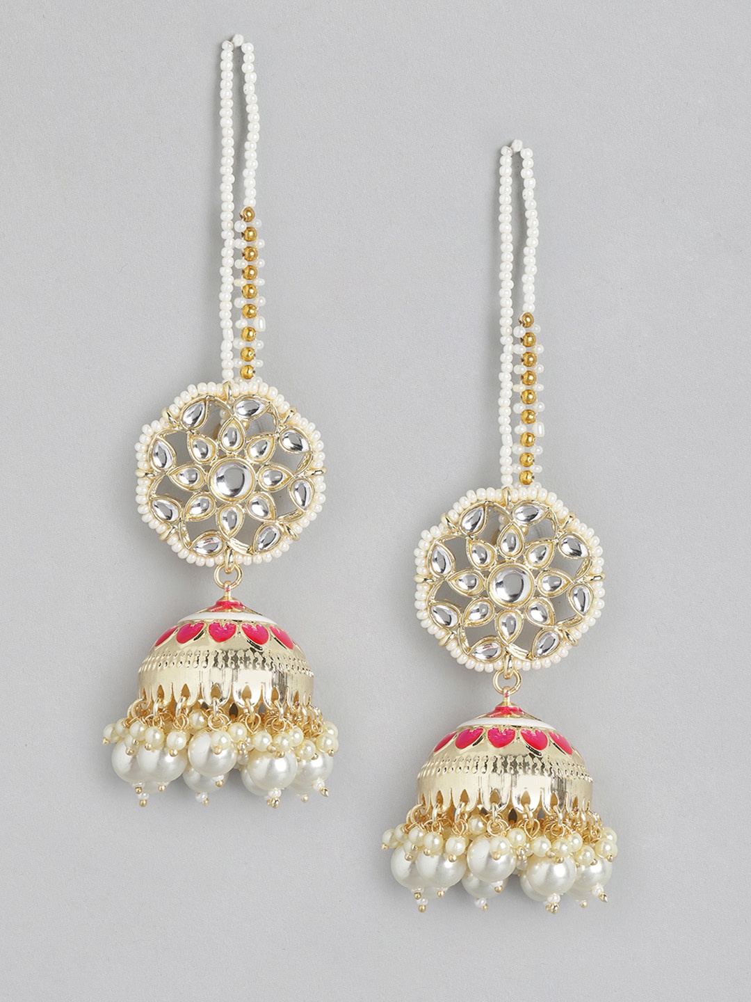 

Melani Borsa Gold-Plated Kundan Dome Shaped Jhumkas Earrings