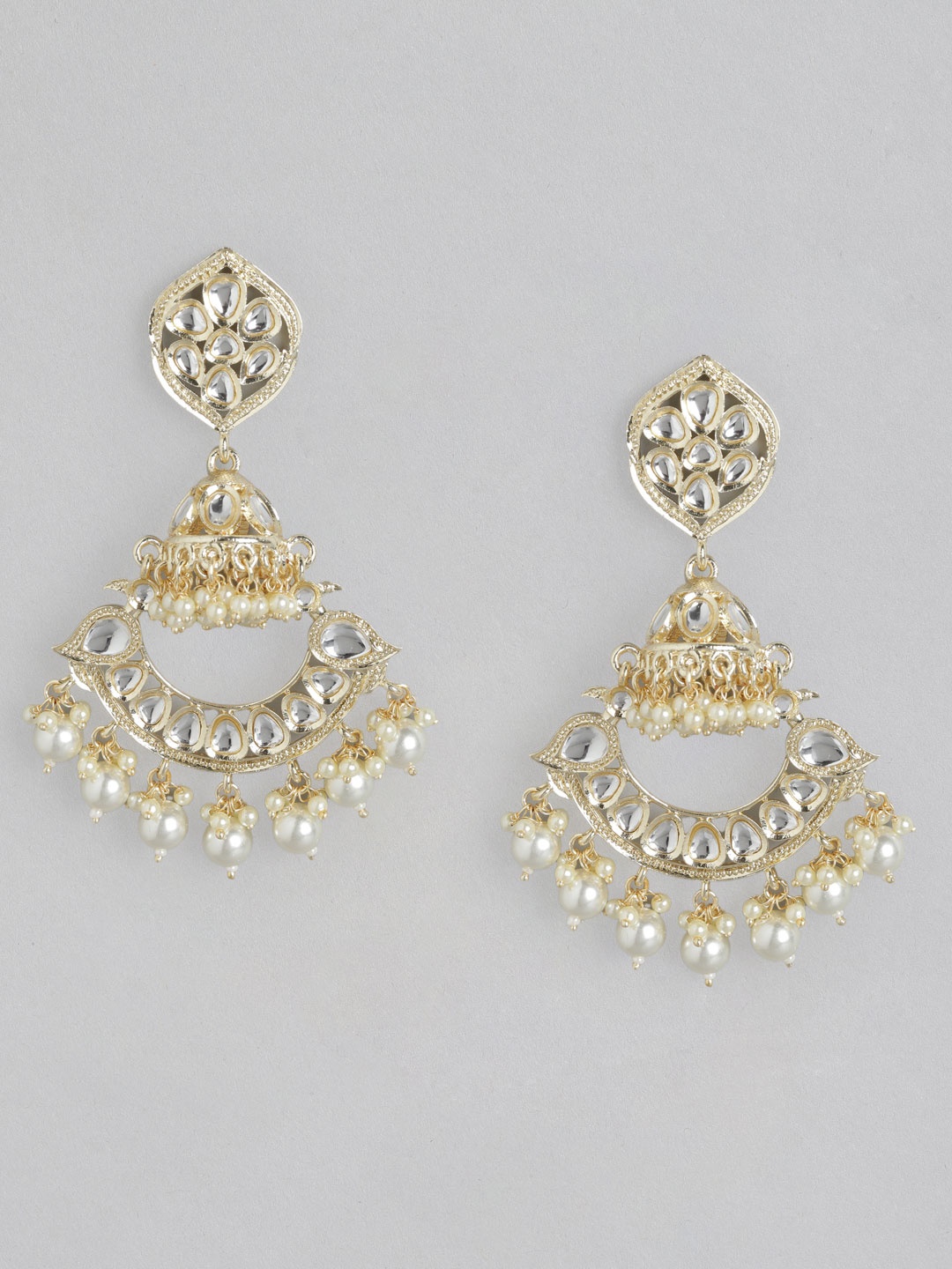 

Melani Borsa Gold-Plated White Kundan Classic Drop Earrings