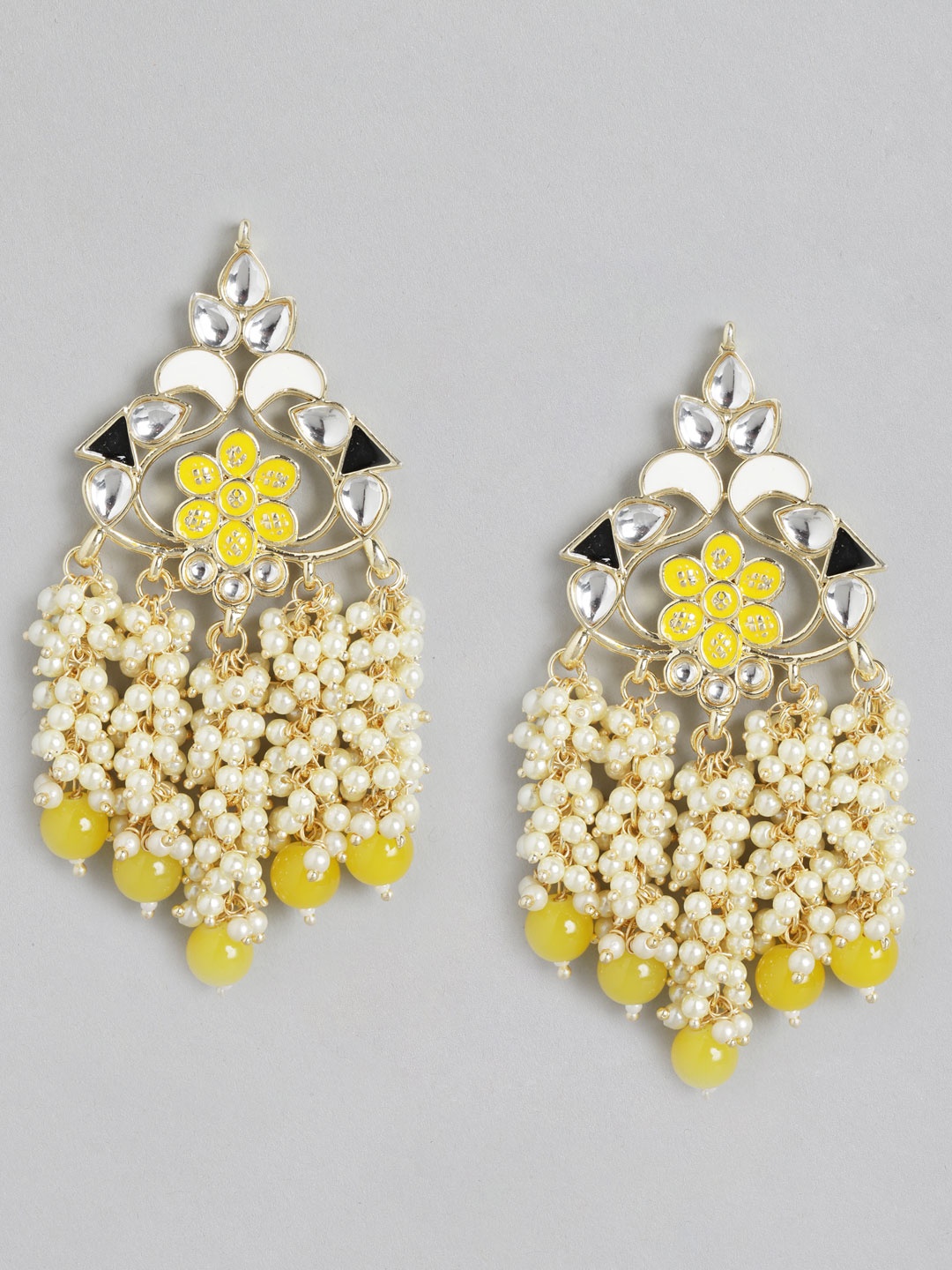

Melani Borsa Gold-Plated Kundan Yellow Classic Drop Earrings