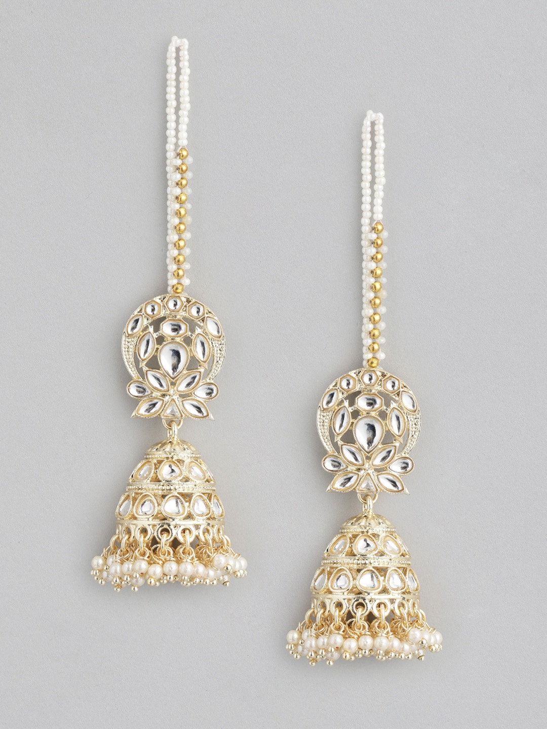 

Melani Borsa Gold-Plated Kundan Dome Shaped Jhumkas Earrings
