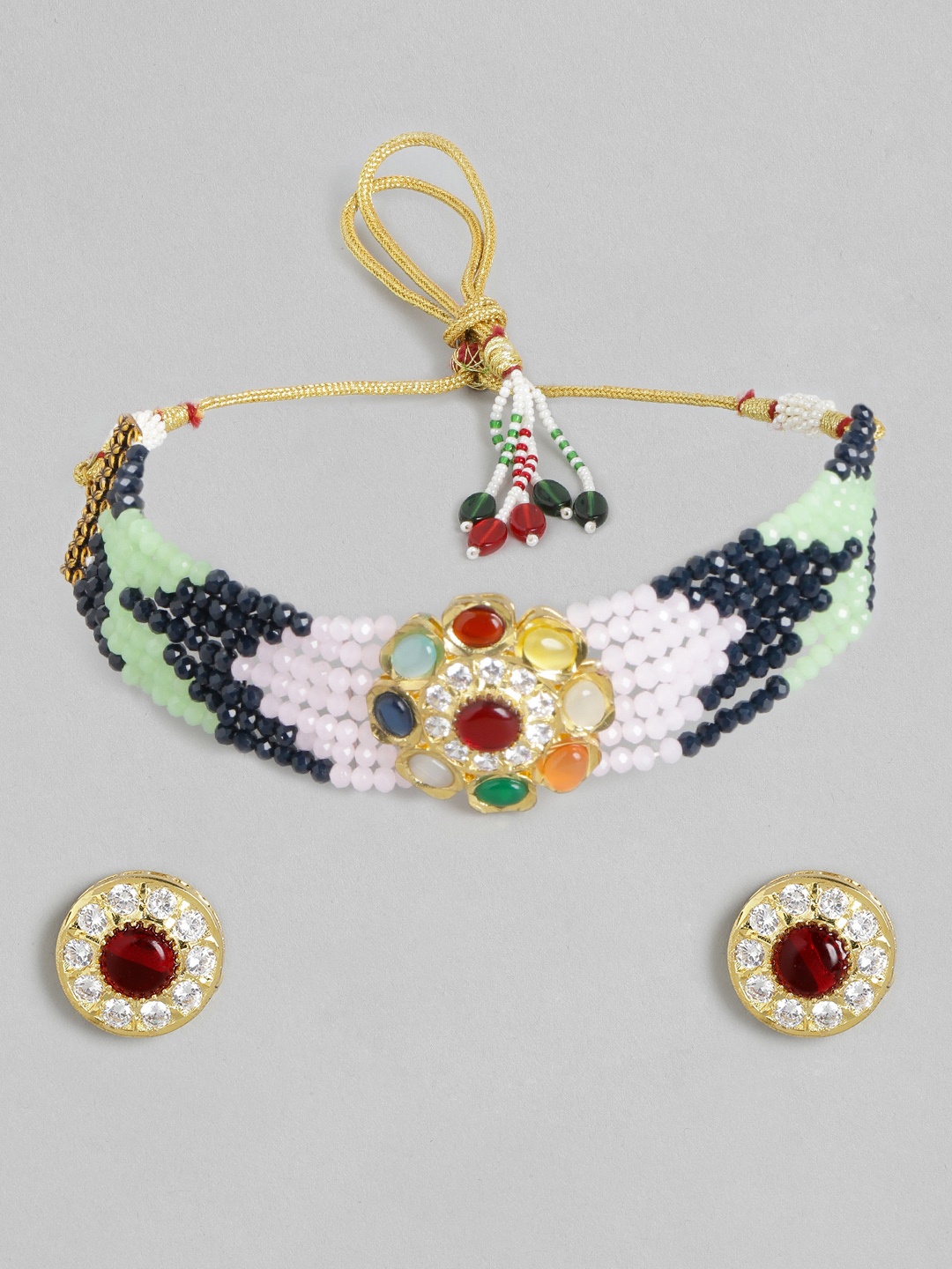 

Melani Borsa Multicoloured Gold-Plated Layered Jewellery Set, Multi