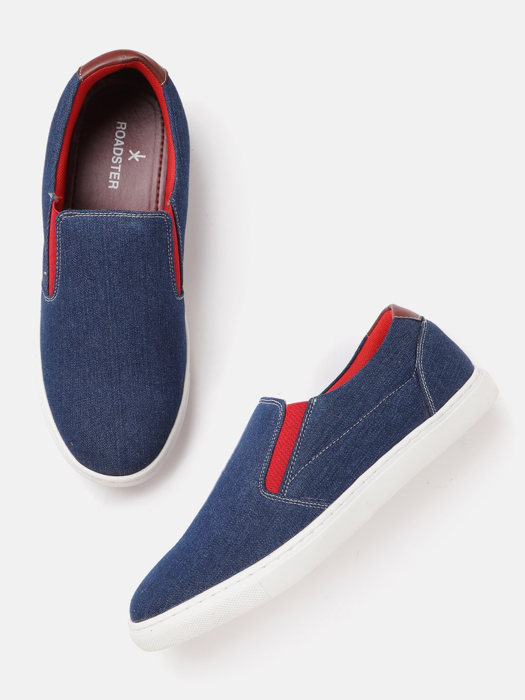 

The Roadster Lifestyle Co Men Navy Blue Solid Denim Slip-On Sneakers