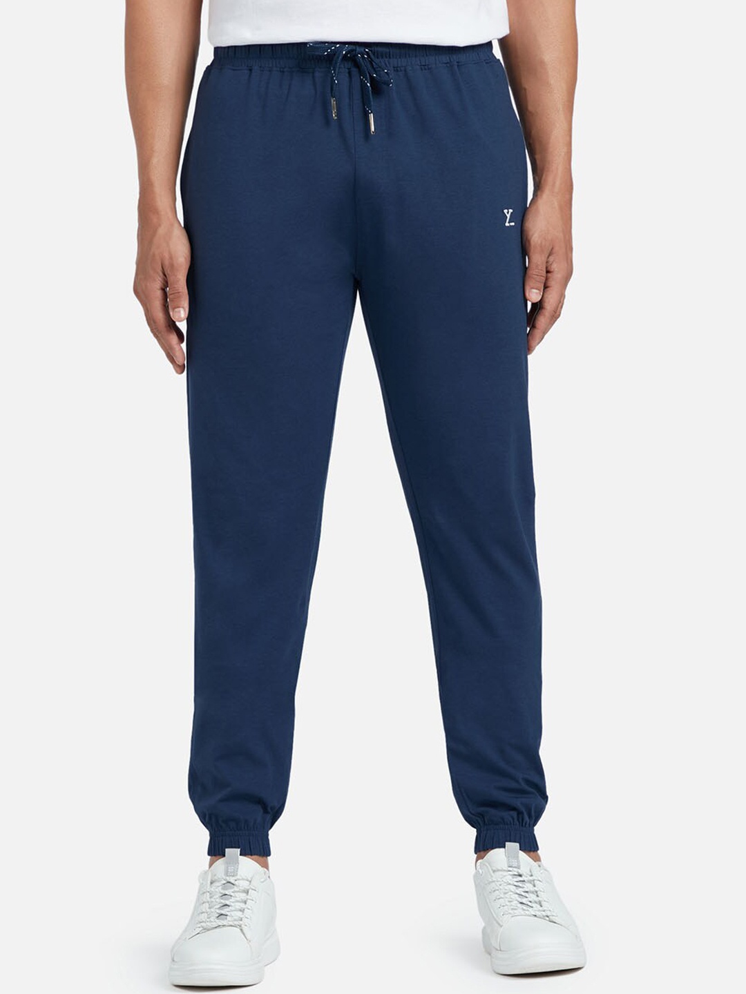 

XYXX Men Blue Cotton Solid Joggers with Zipper Pocket