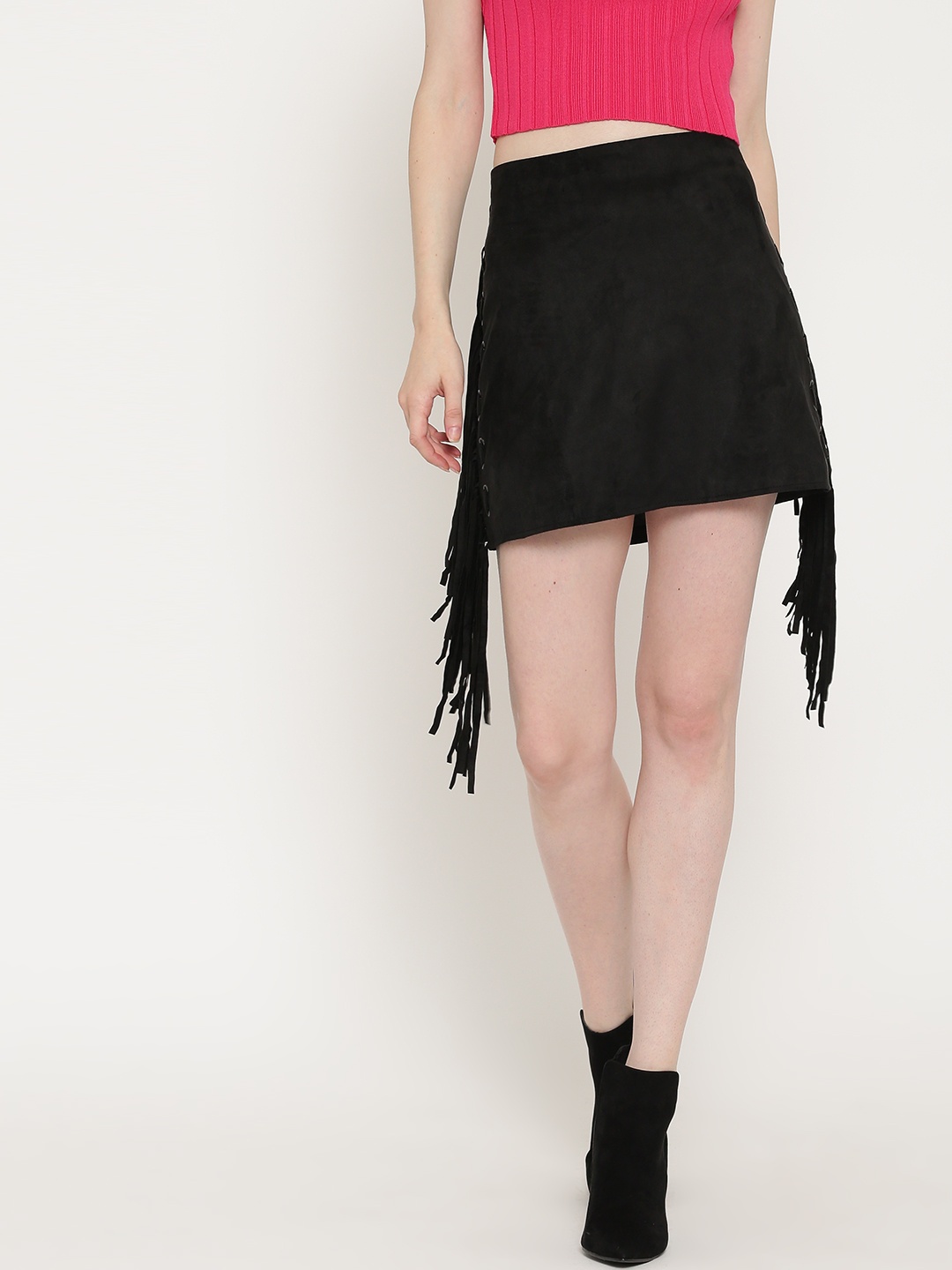 

FOREVER 21 Black Fringed Mini Skirt