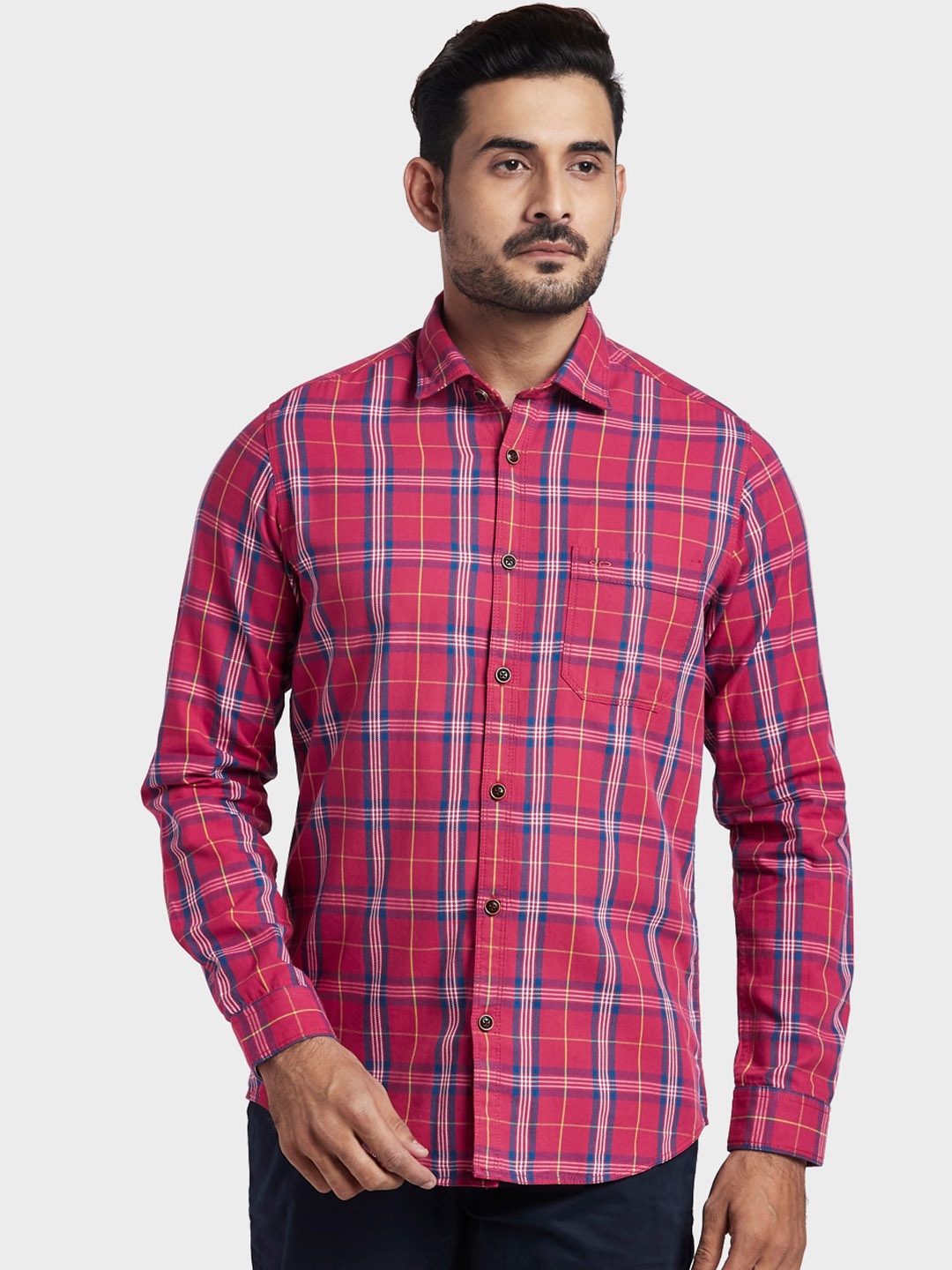 

ColorPlus Men Red Tartan Checks Opaque Checked Casual Shirt