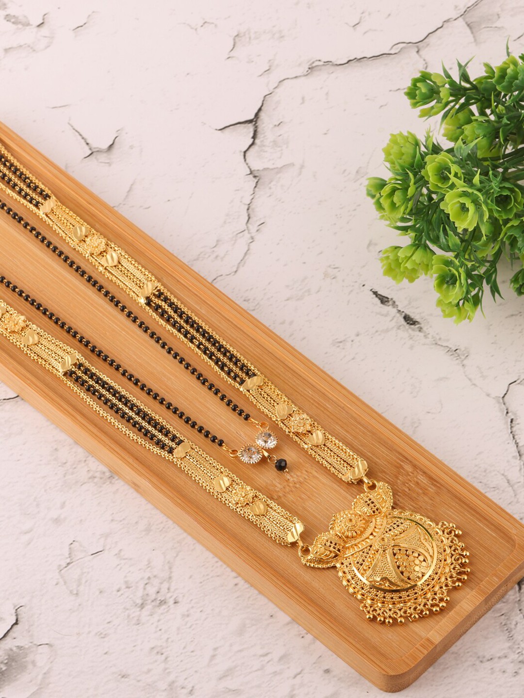 

Brandsoon Women Black Gold-Plated Mangalsutra