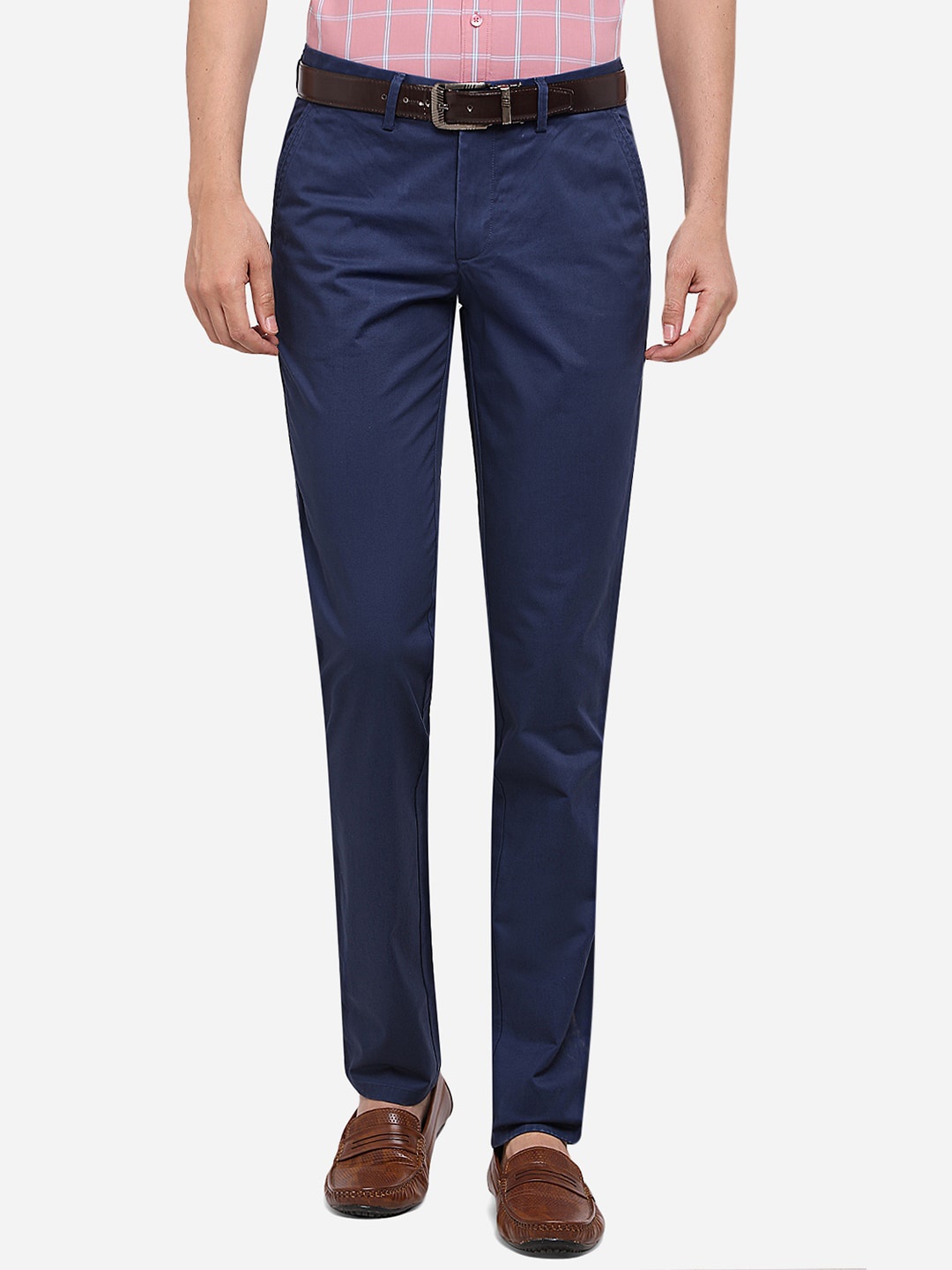 

JADE BLUE Men Blue Slim Fit Trousers