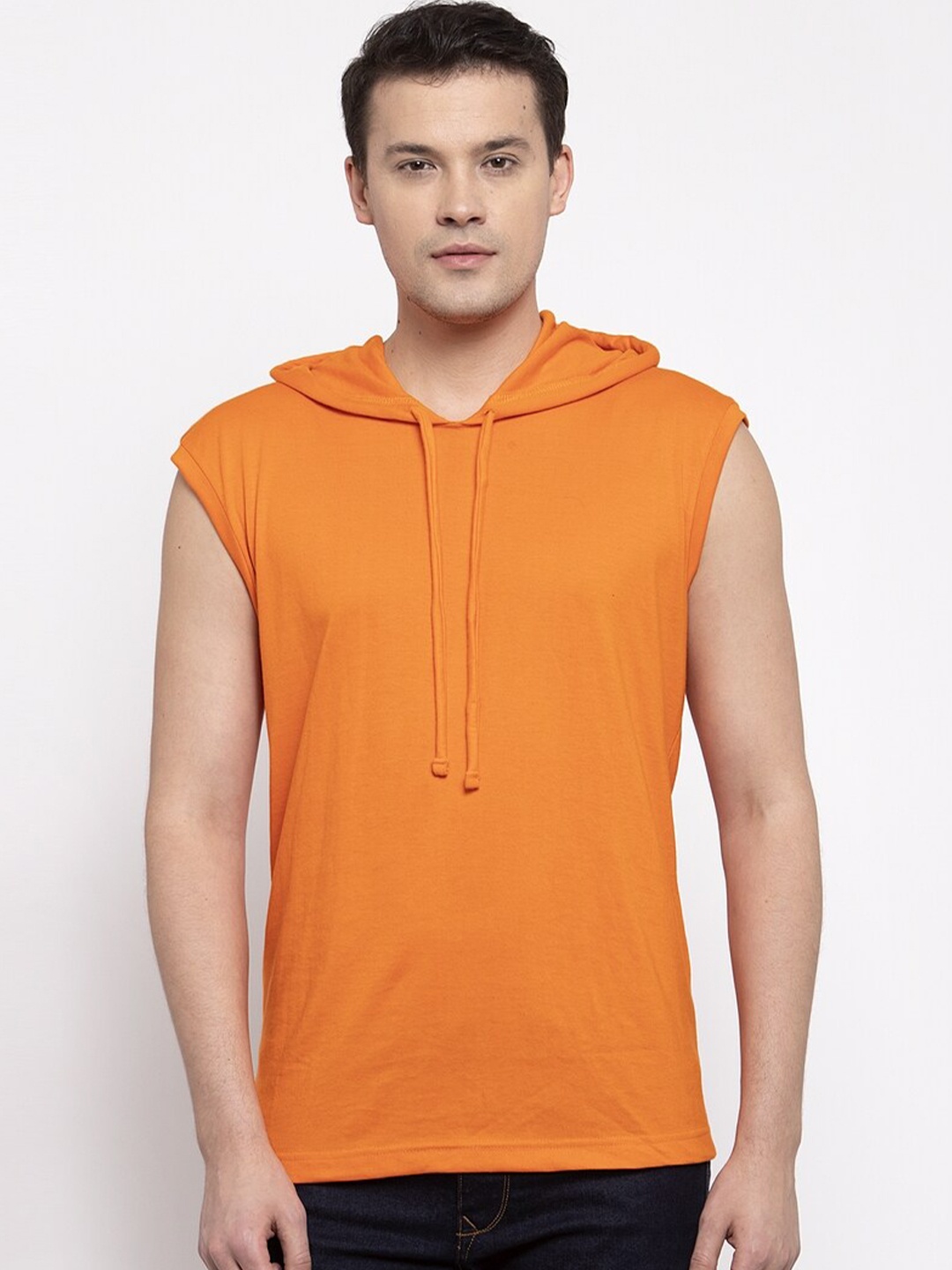 

Friskers Men Orange Raw Edge T-shirt