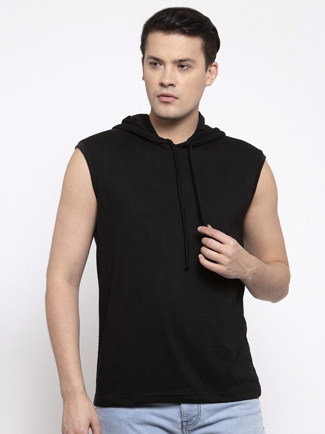 

Friskers Men Black Raw Edge T-shirt