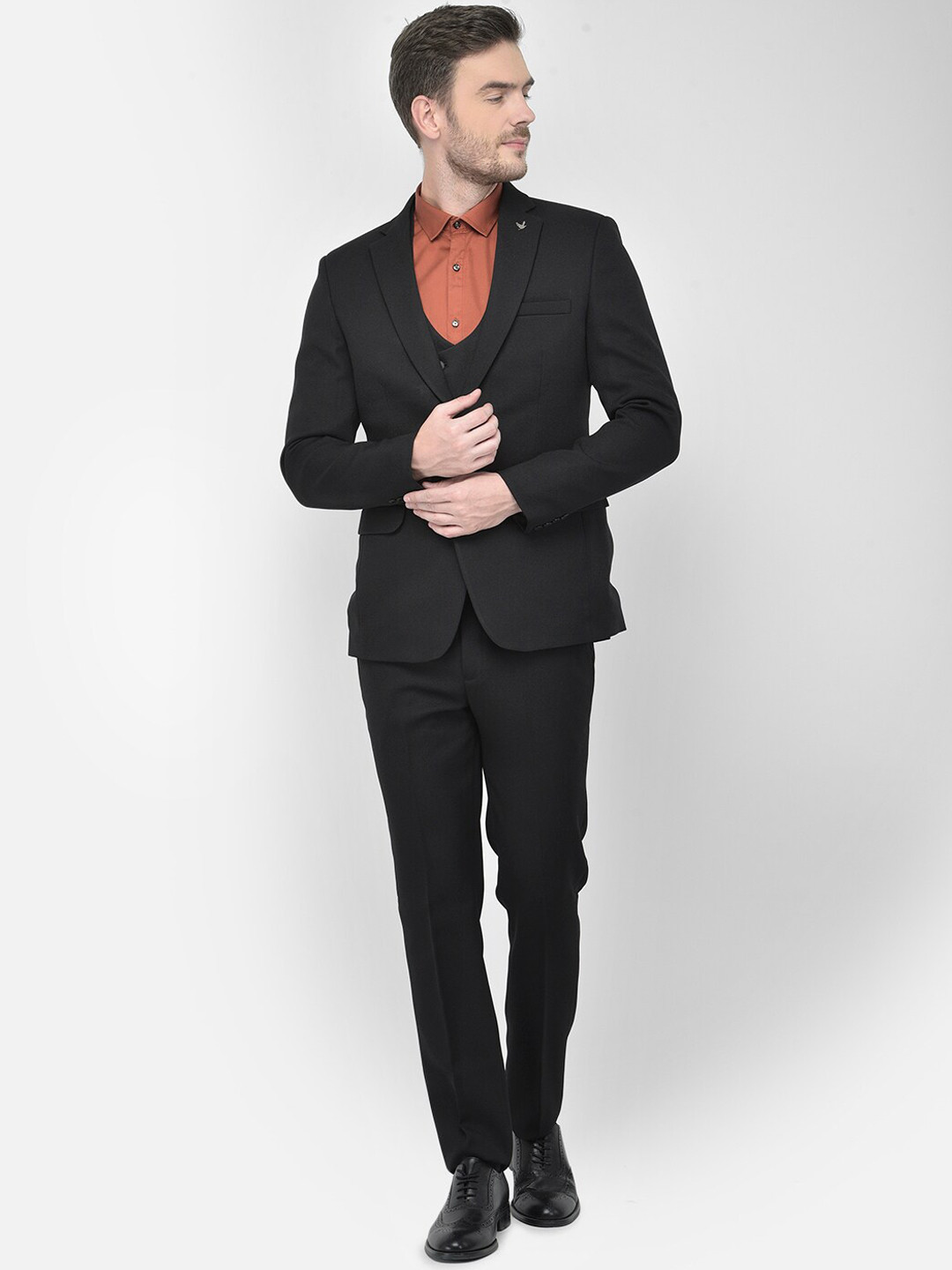 

Canary London Men Black Solid Slim Fit Single-Breasted Formal Suit