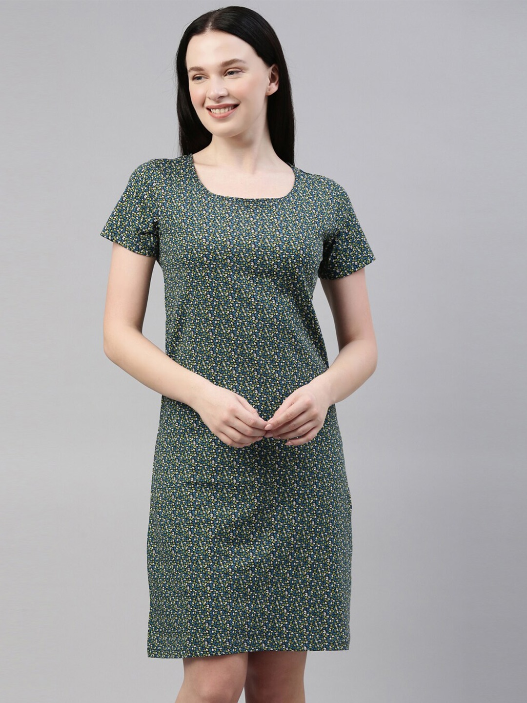 

Kryptic Green Printed Nightdress