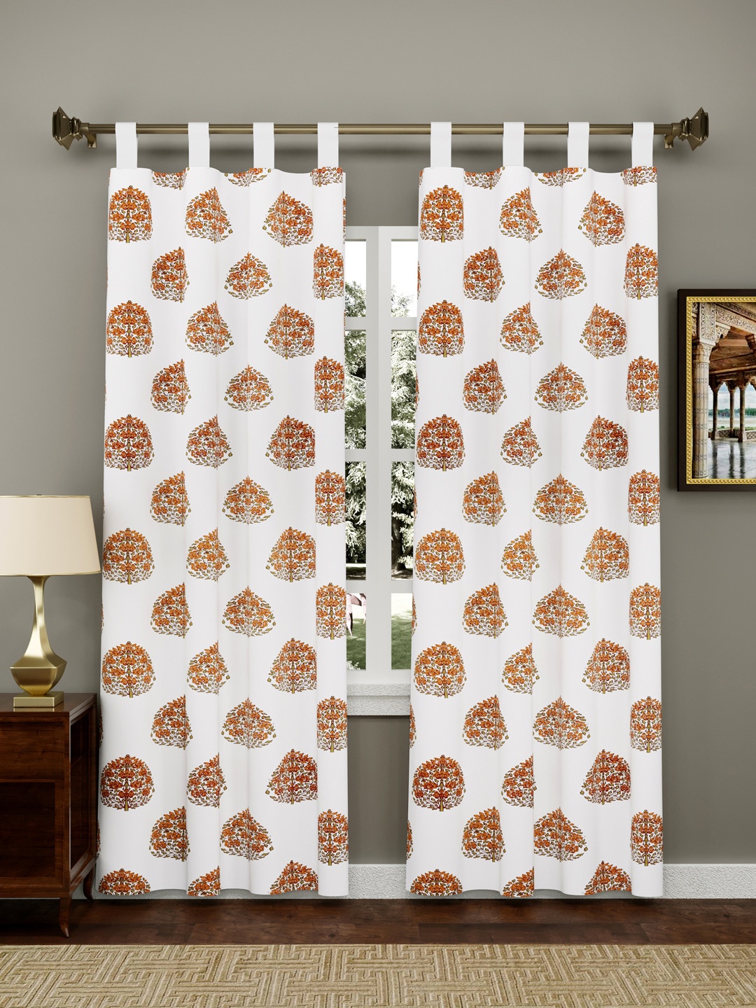 

Gulaab Jaipur Orange & White Ethnic Motifs Single Door Curtain