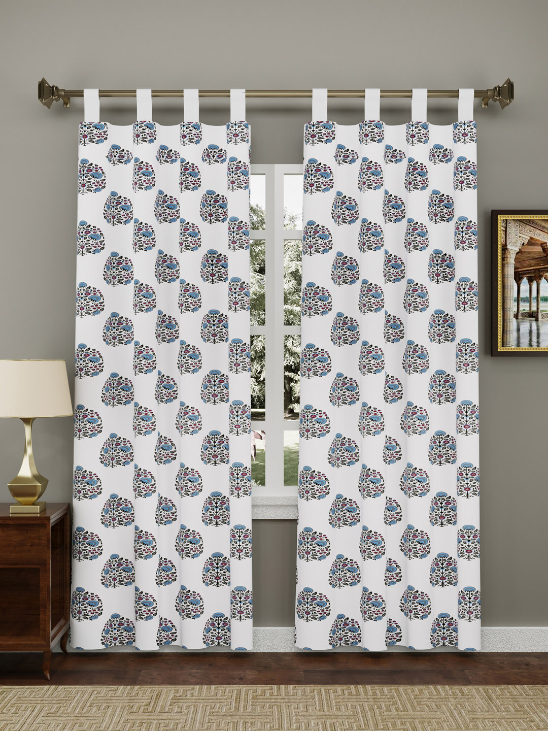 

Gulaab Jaipur White & Blue Ethnic Motifs Door Curtain