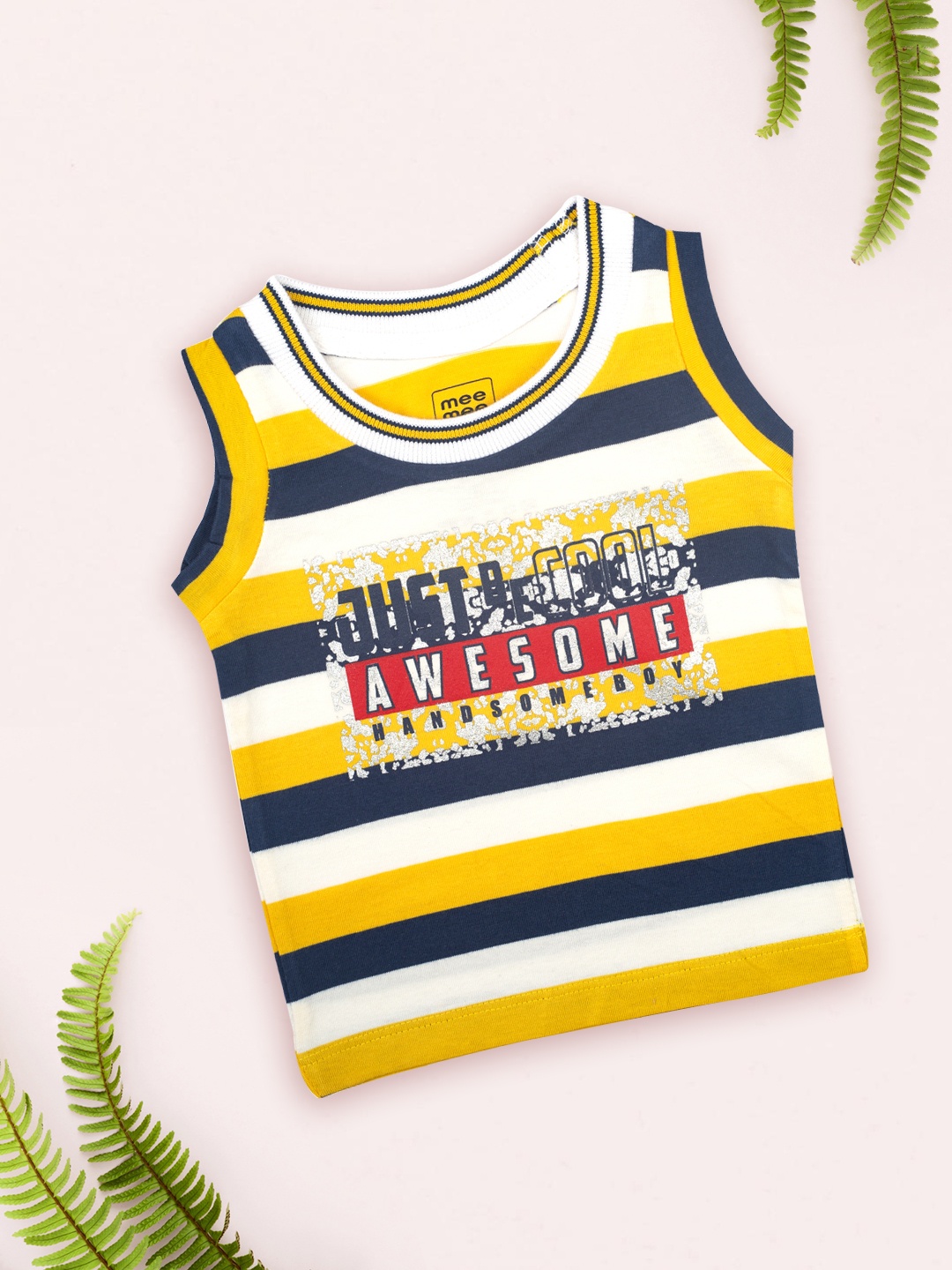 

MeeMee Boys Yellow Striped Applique T-shirt