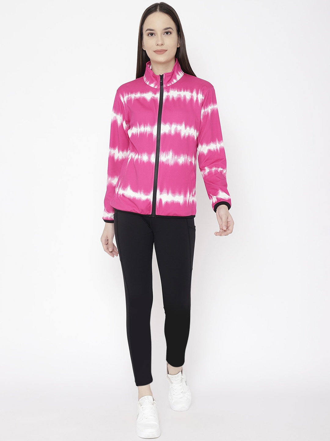 

Chkokko Women Pink & White Printed Tracksuit