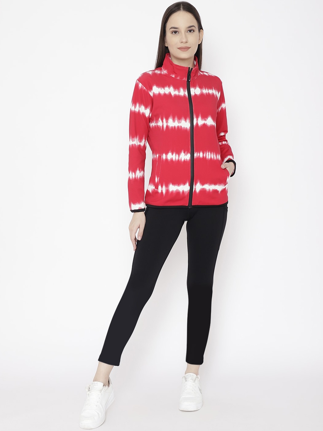 

Chkokko Women Red & White Printed Tracksuit