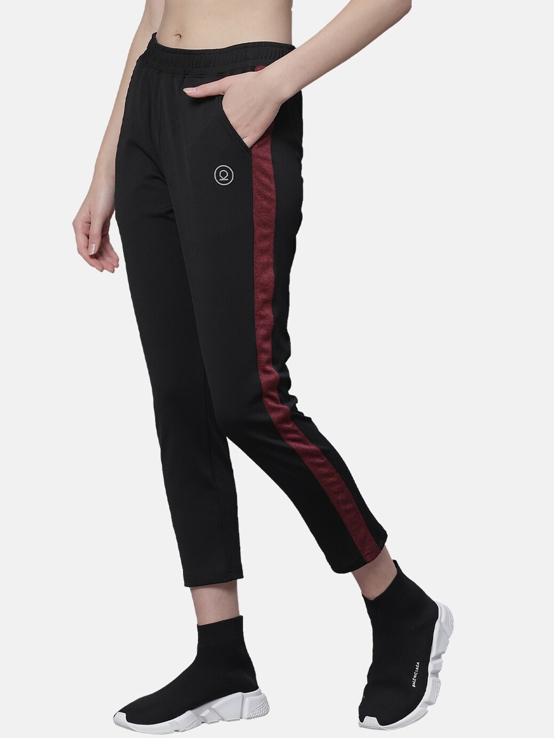 

CHKOKKO Women Black Solid Anti-Micro Bacterial Track Pants